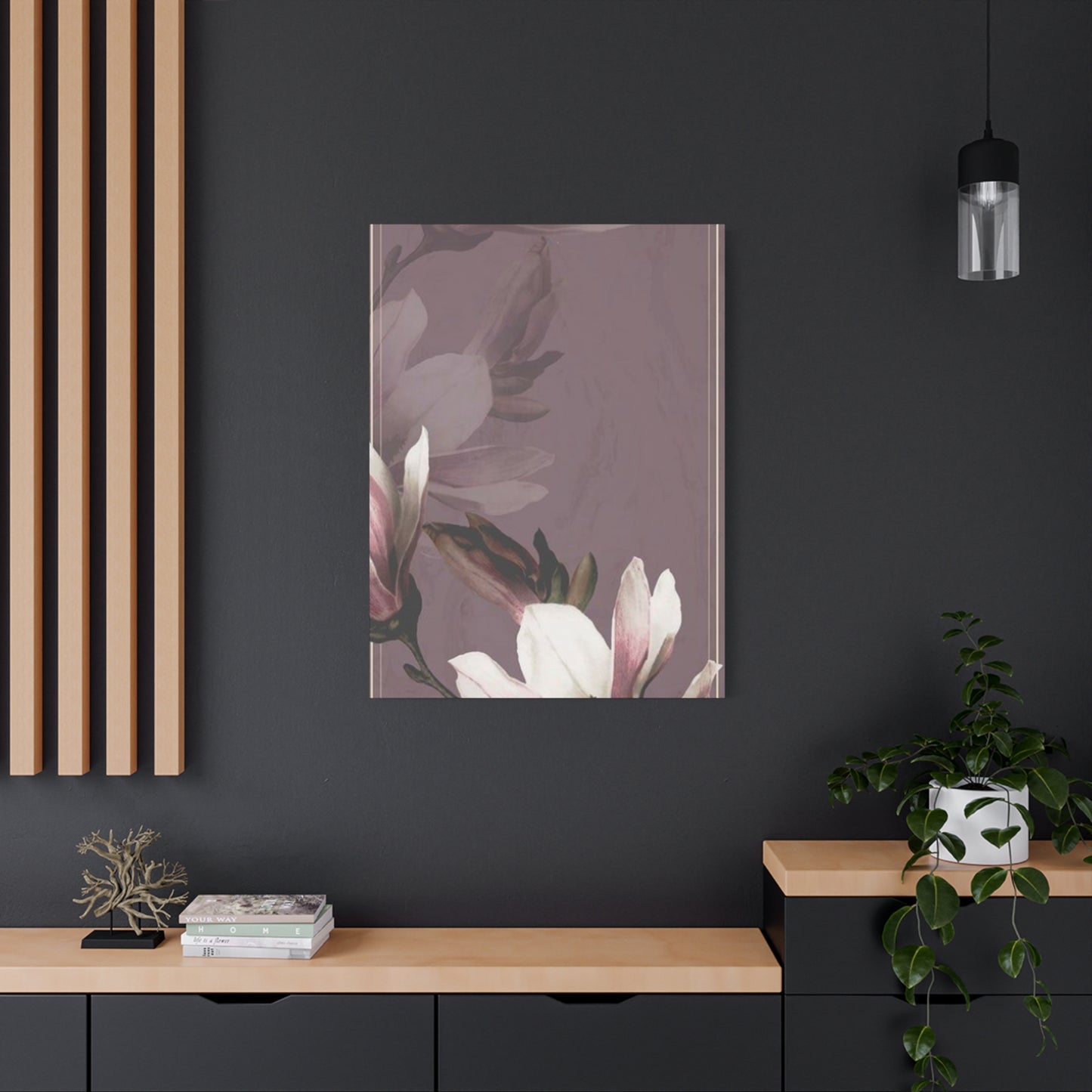 Purple Magnolia Flower with Painting Wall Art & Canvas Prints