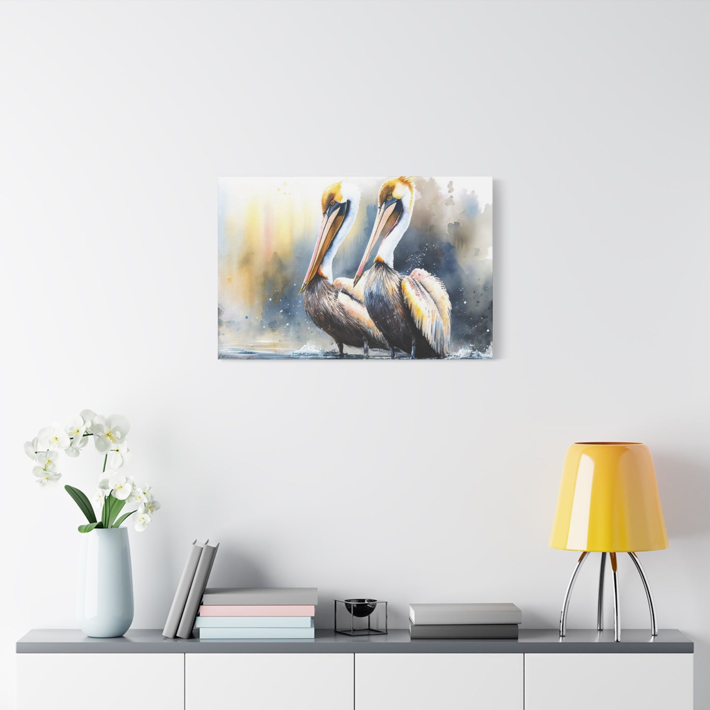 Pelican Colorful Couple Painting Wall Art & Canvas Prints