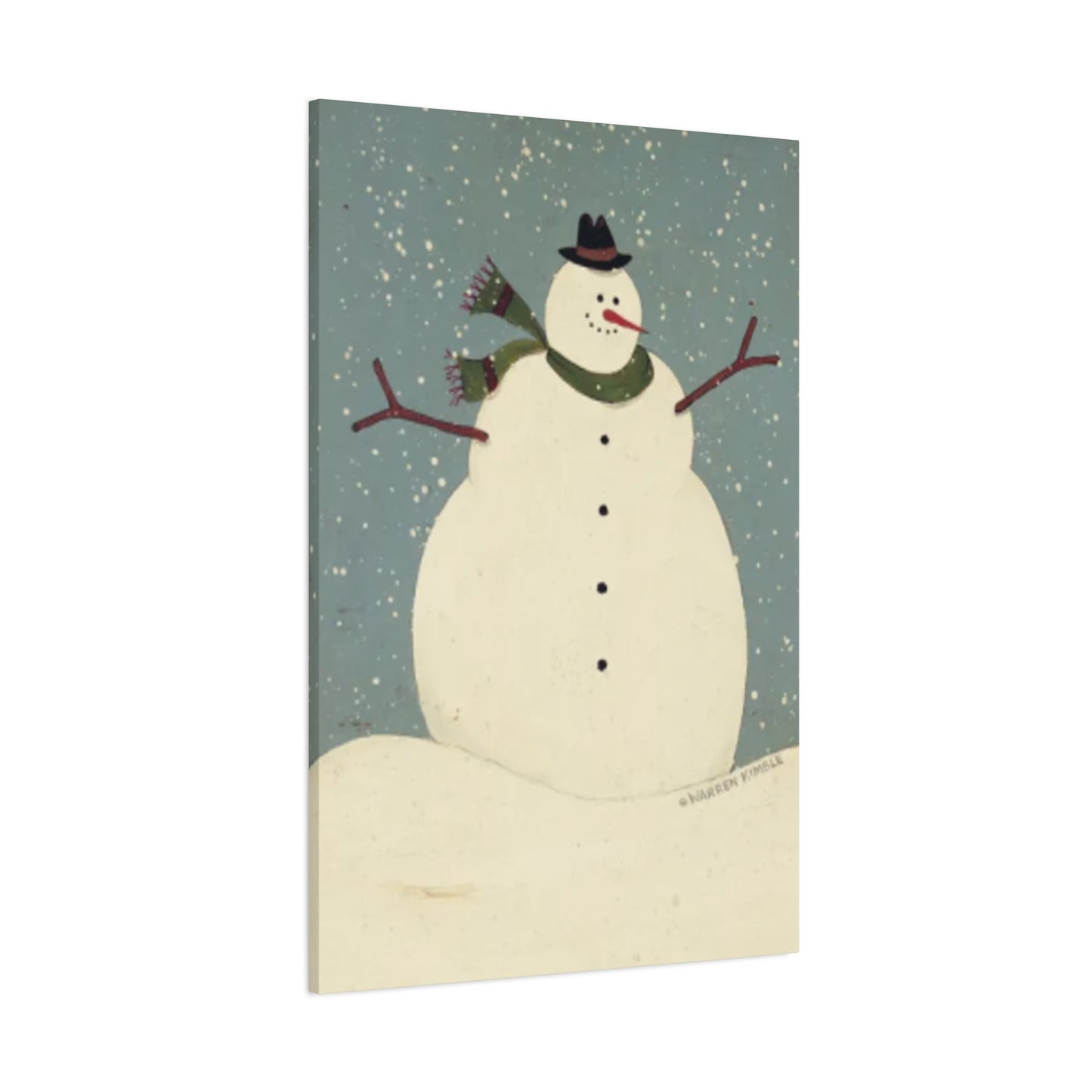 Snowman On Snow Kimble Warren Wall Art & Canvas Prints