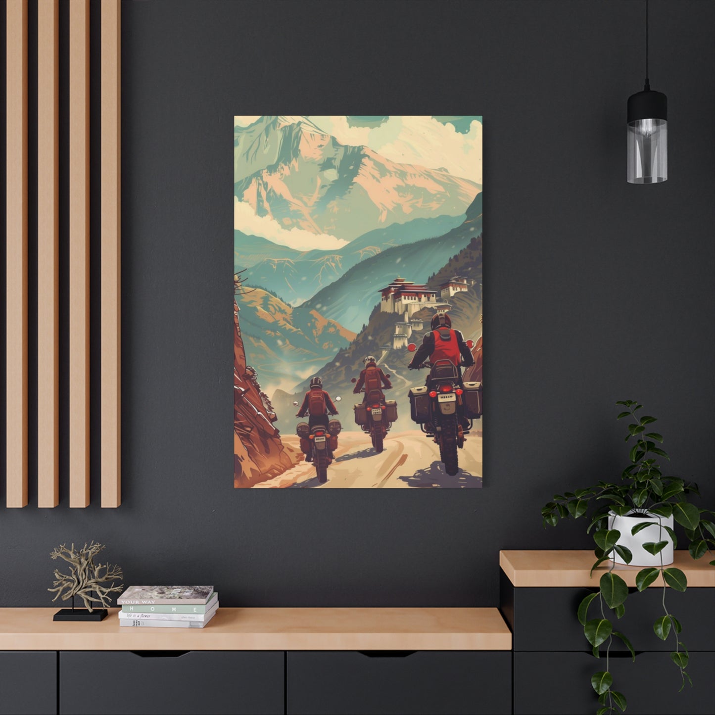 Bike Travelling In Mountains Motorcycle Wall Art & Canvas Prints