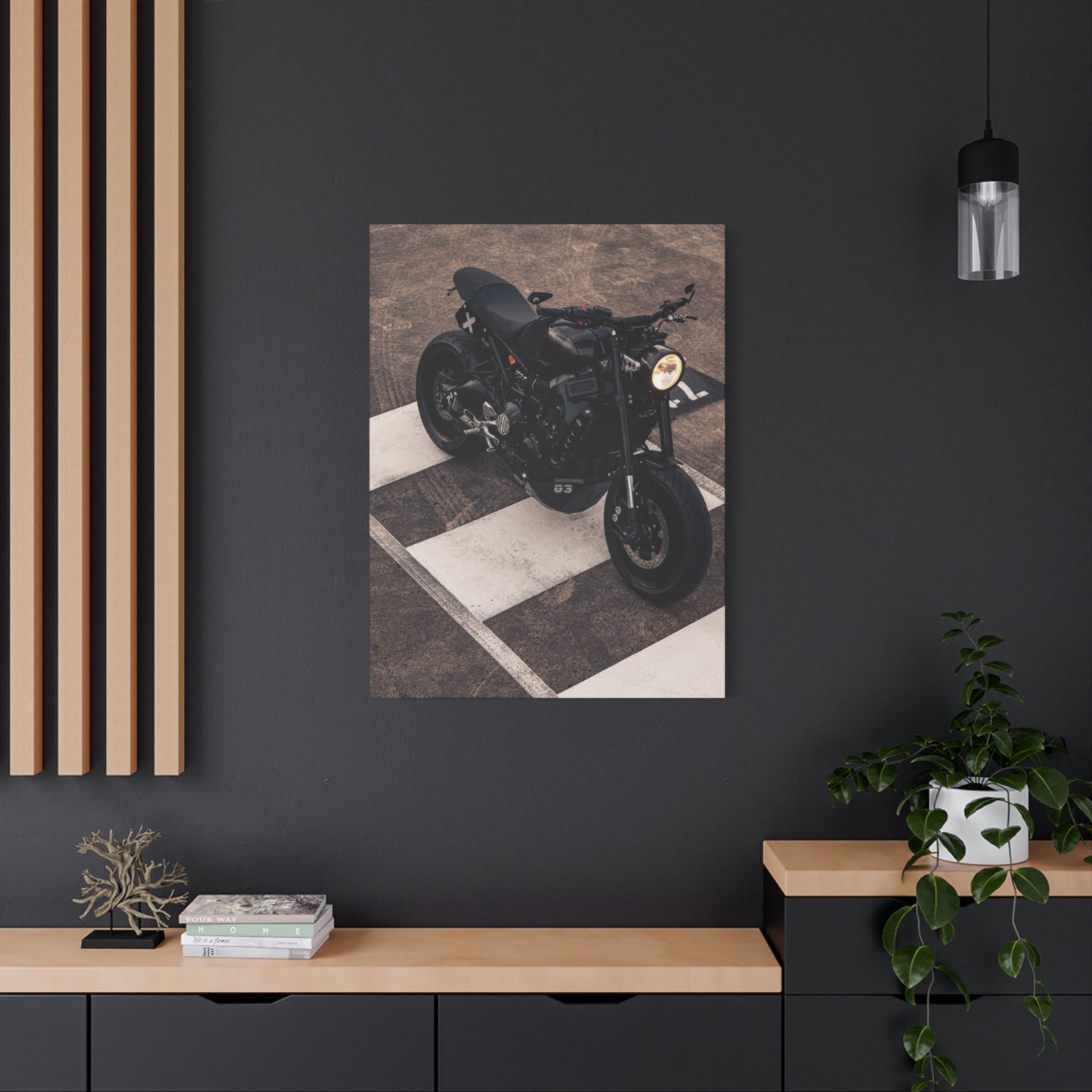 Black Cafe Racer Motorcycle Wall Art & Canvas Prints