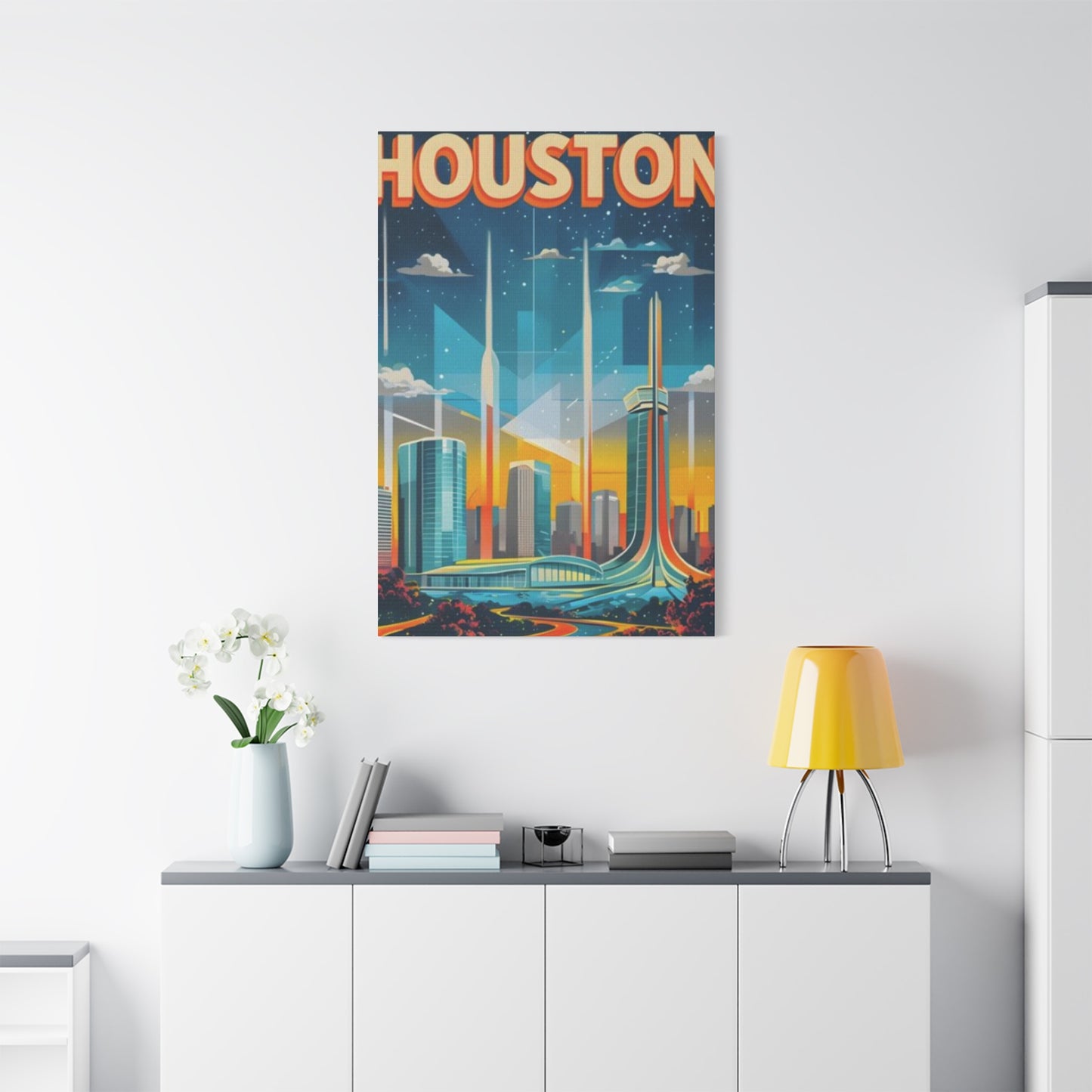 Sci-fi Houston Skyline Painting Wall Art & Canvas Prints