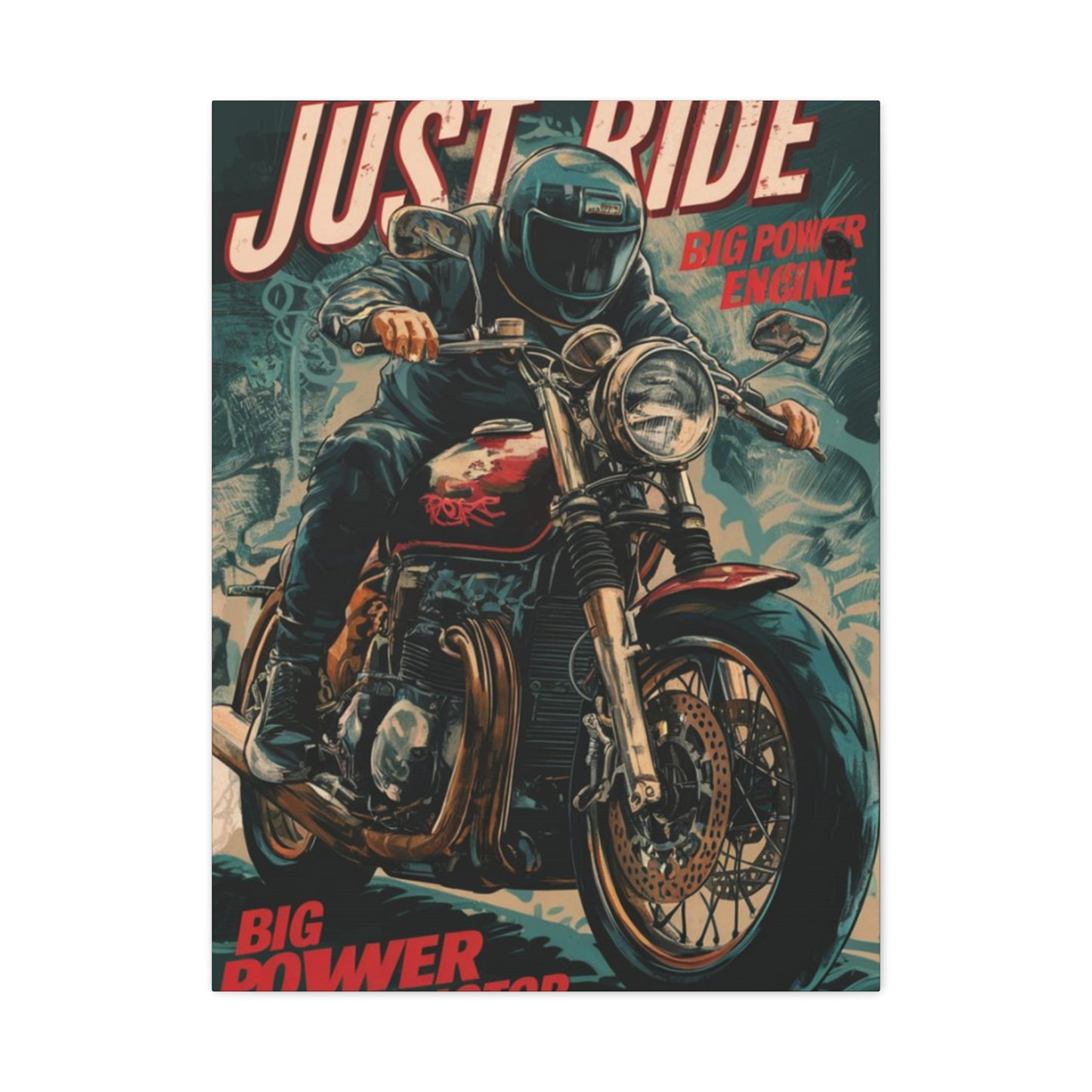 Just Rider Poster Motorcycle Wall Art & Canvas Prints