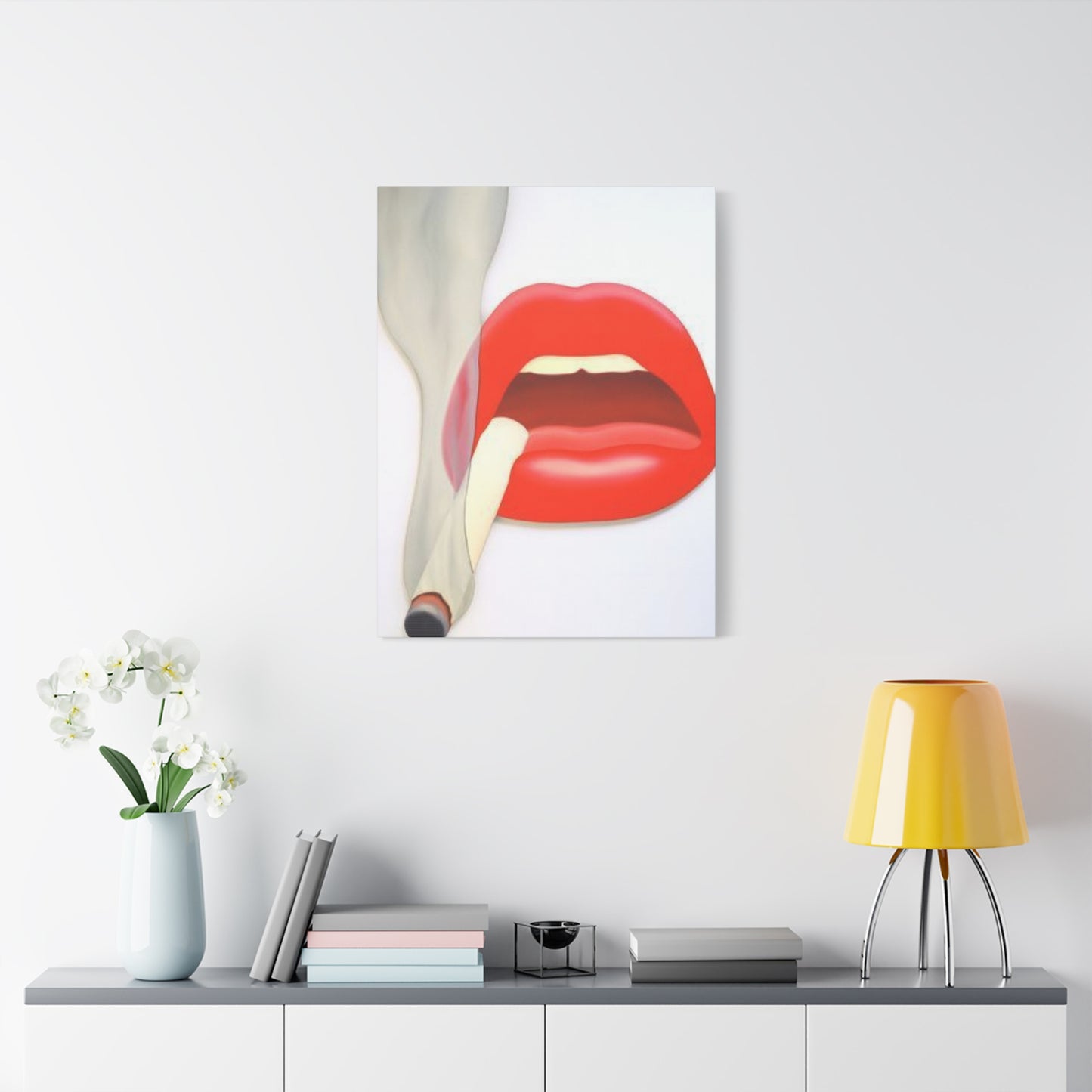 Smoking Lips Painting Wall Art & Canvas Prints