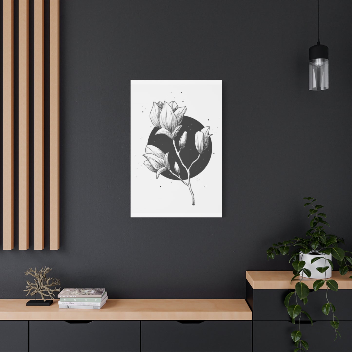 Beautiful Monochrome Magnolia Flower Plant Wall Art & Canvas Prints