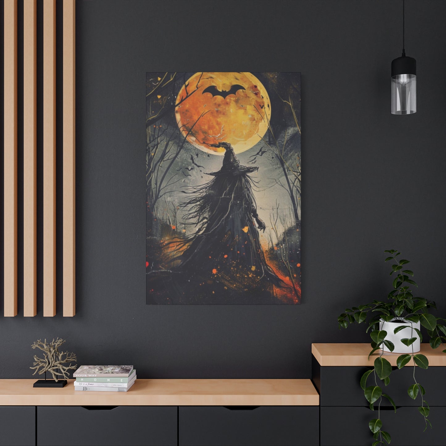 Full Moon Halloween Painting Wall Art & Canvas Prints