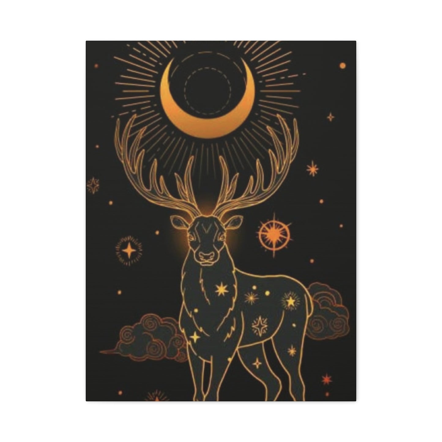 Deer with Crescent Moon Wall Art & Canvas Prints