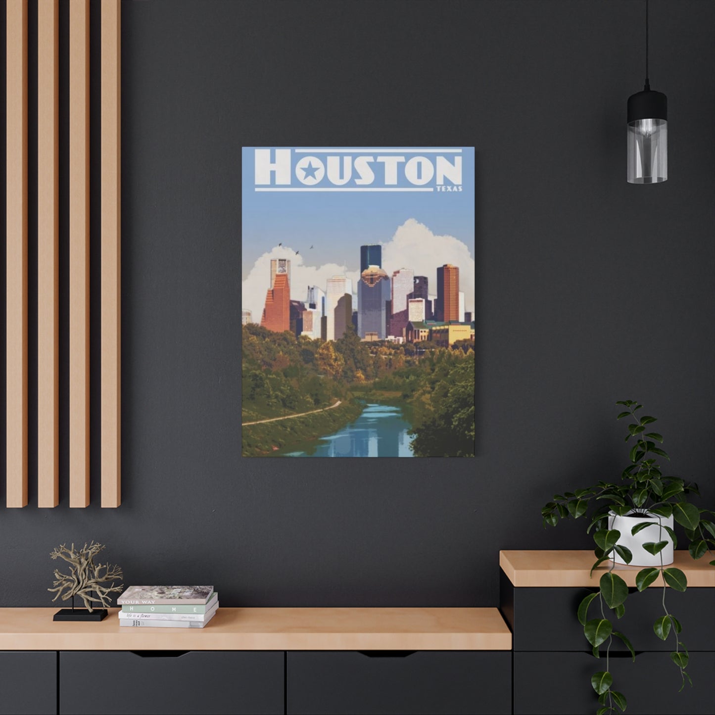 Colorful Charming Houston Skyline Painting Wall Art & Canvas Prints