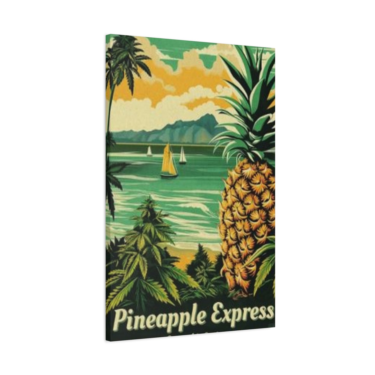 Pineapple On Beach Marijuana Wall Art & Canvas Prints