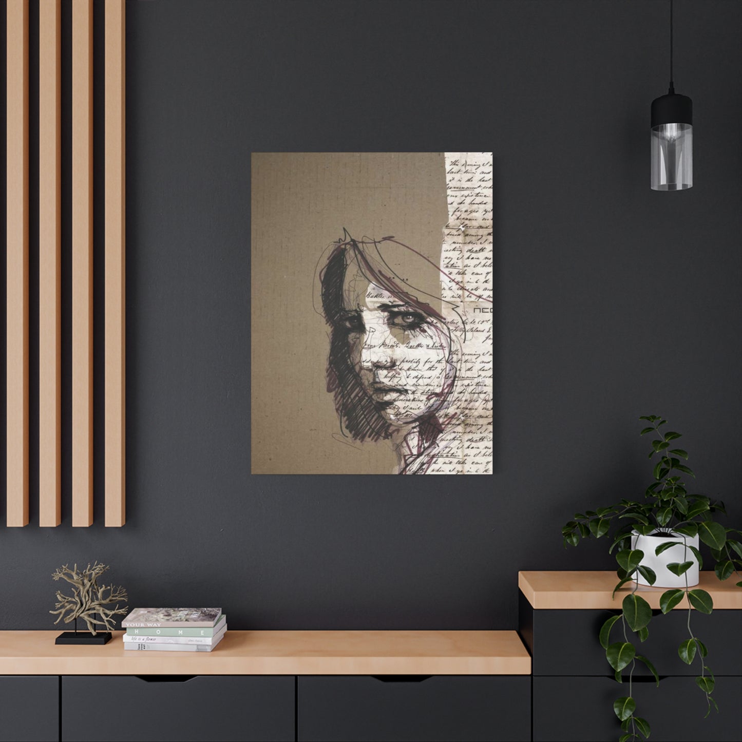 Short Hair Girl Abstract Painting Mixed Media Wall Art & Canvas Prints