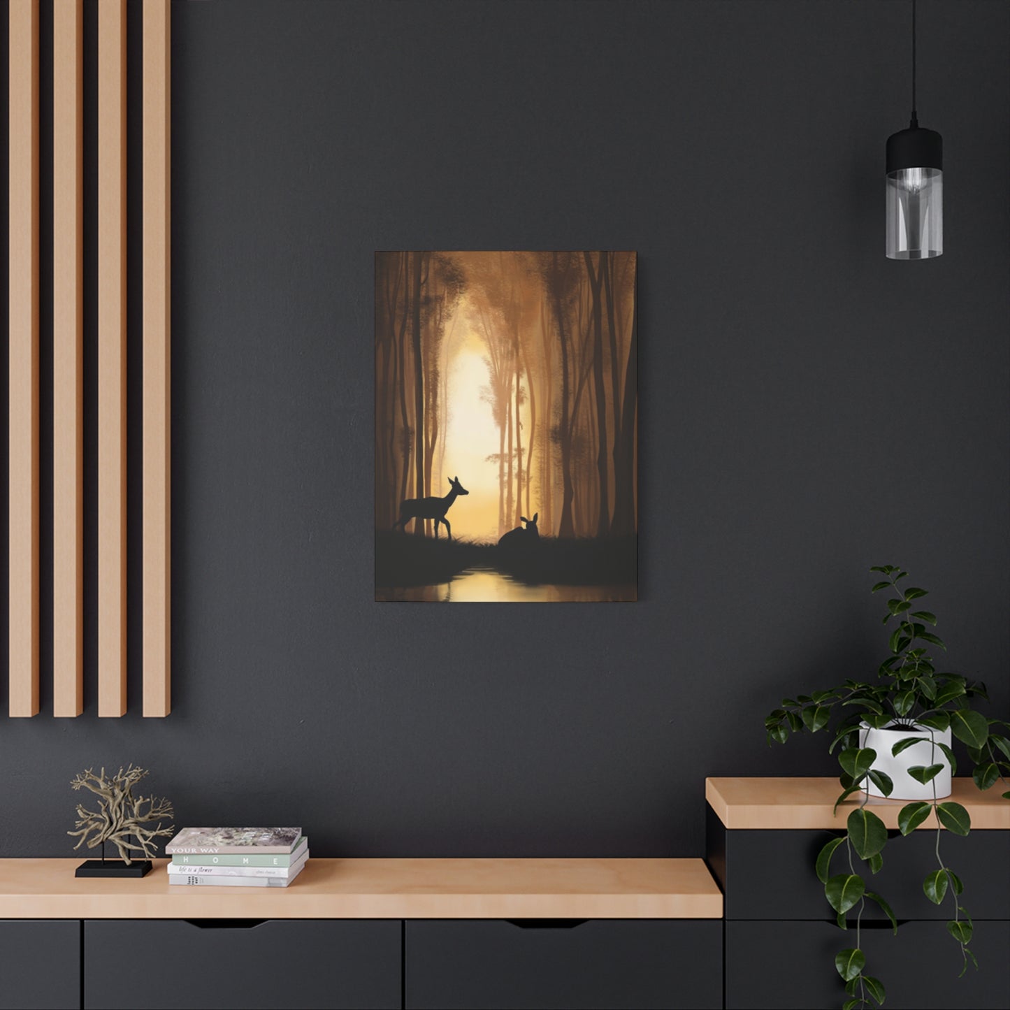 Deer Silhouette Forest Wall Art & Canvas Prints