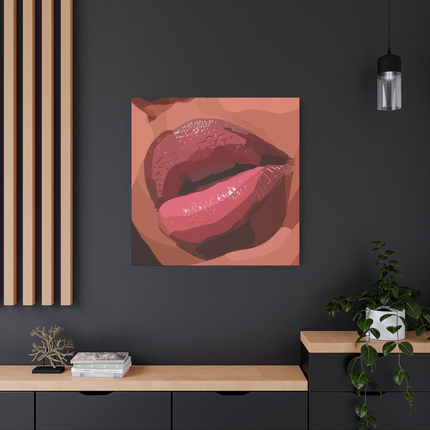 Model Dark Lips Painting Wall Art & Canvas Prints