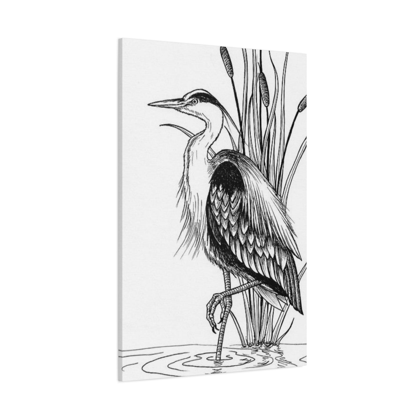 White Heron Drawing Wall Art & Canvas Prints