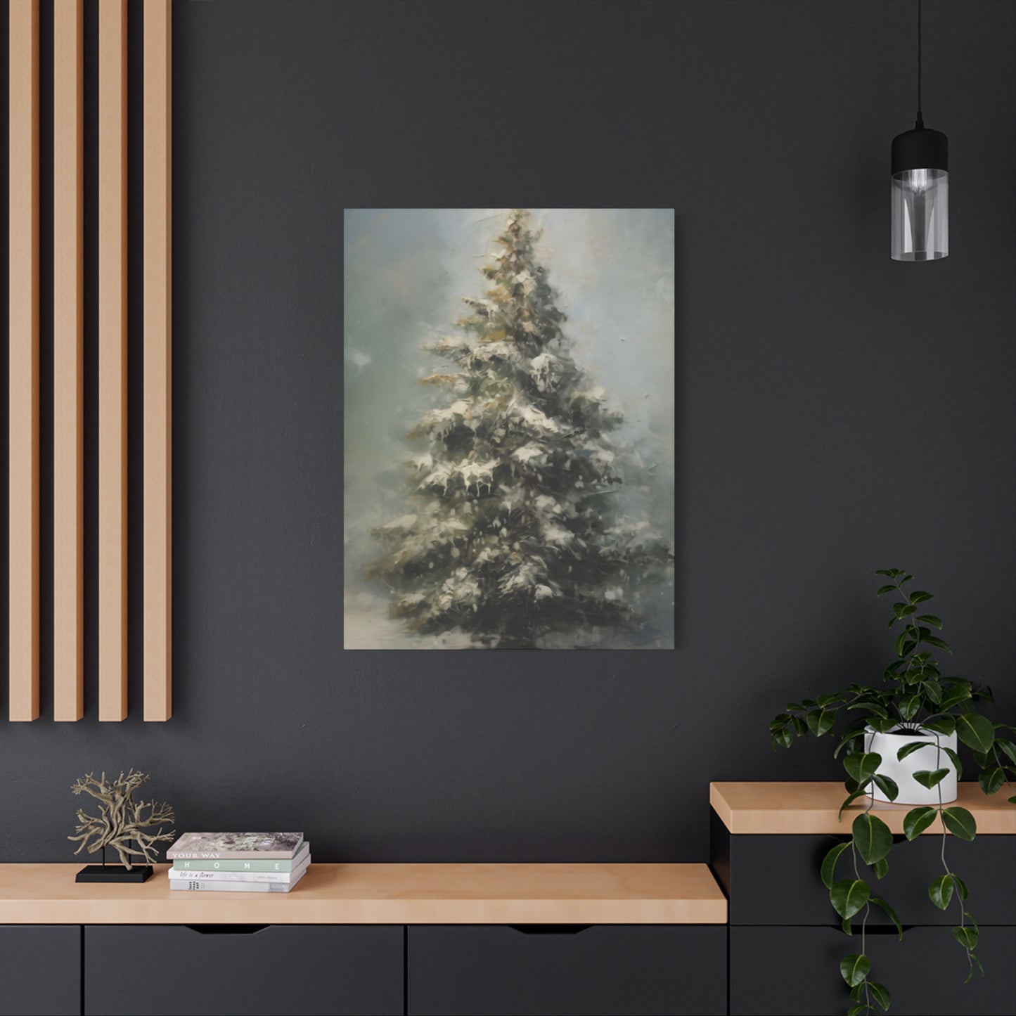 Snowy Christmas Tree Wall Art & Canvas Prints