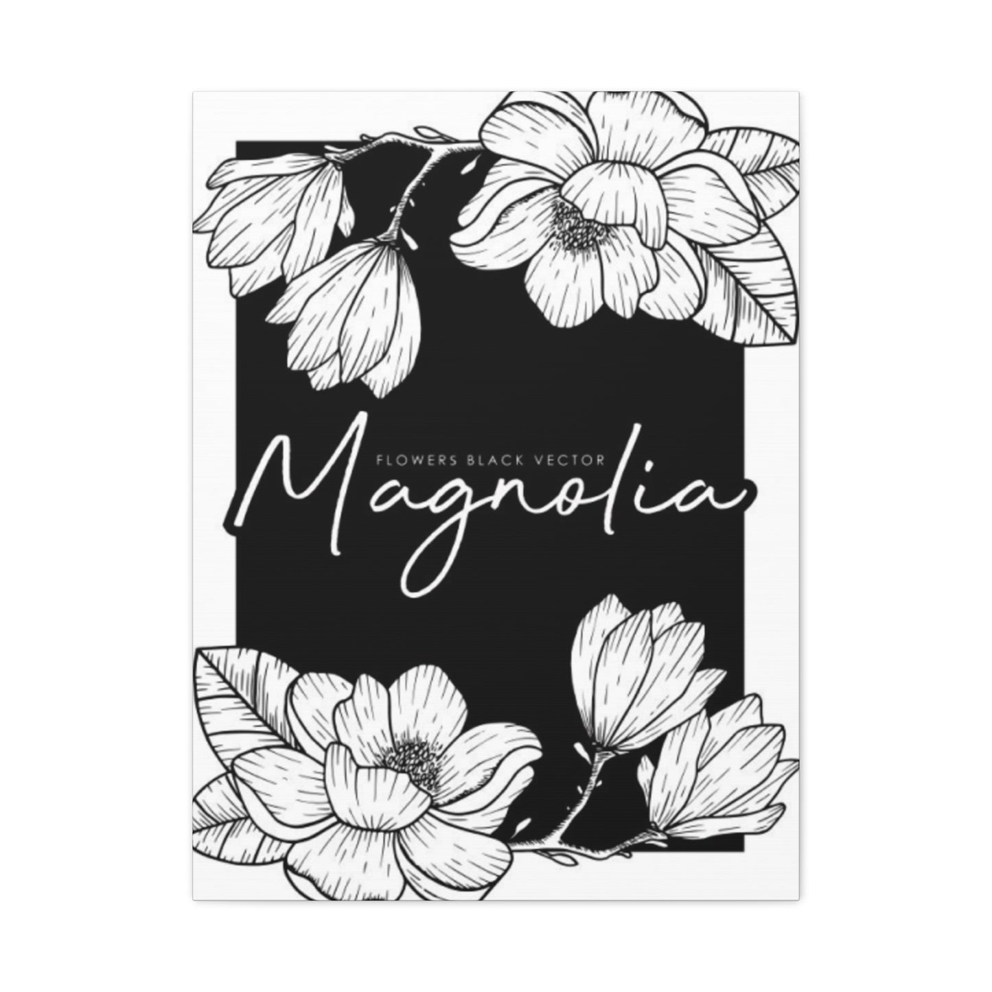 Magnolia Flower White Drawing Wall Art & Canvas Prints