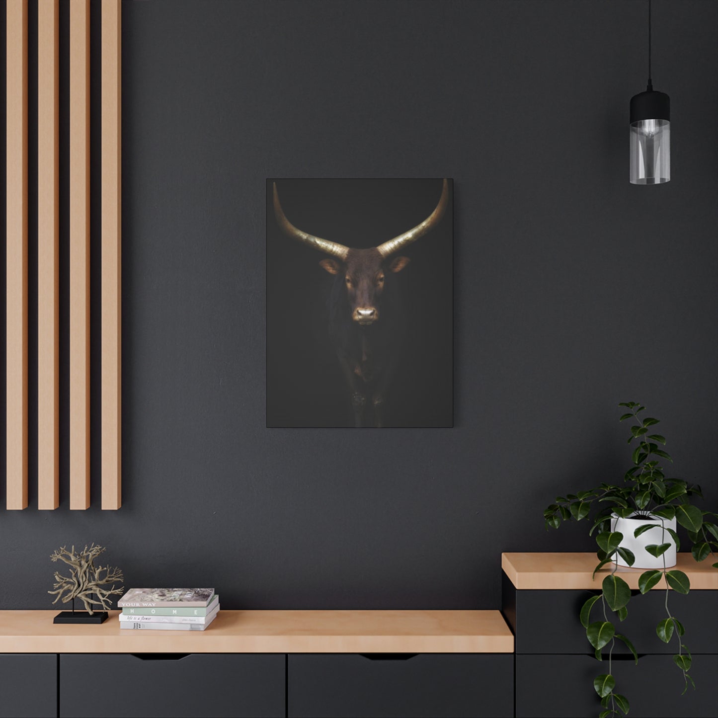 Wild Black Buffalo Longhorn Photos Wall Art & Canvas Prints