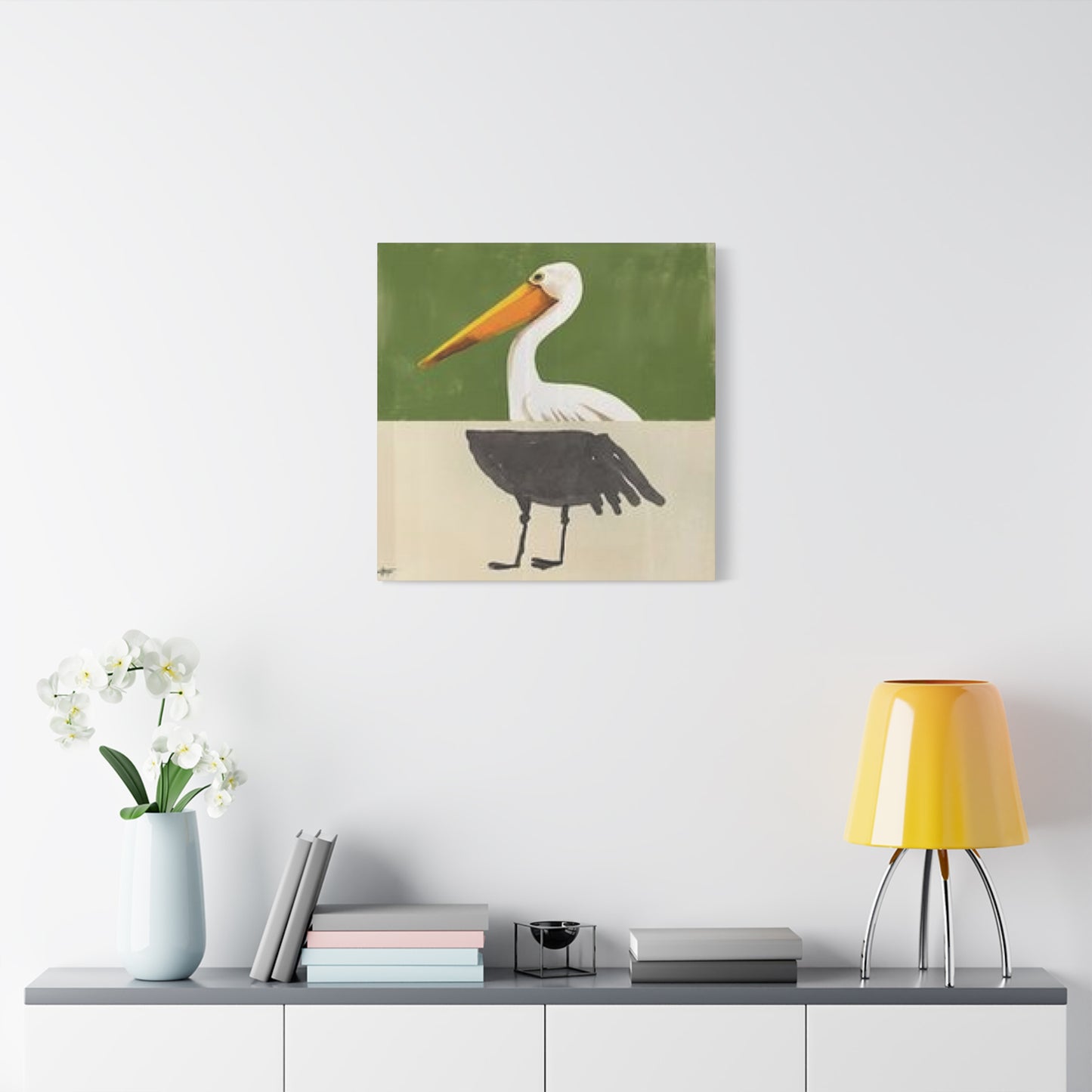 Black & White Pelican Cartoon Poster Wall Art & Canvas Prints