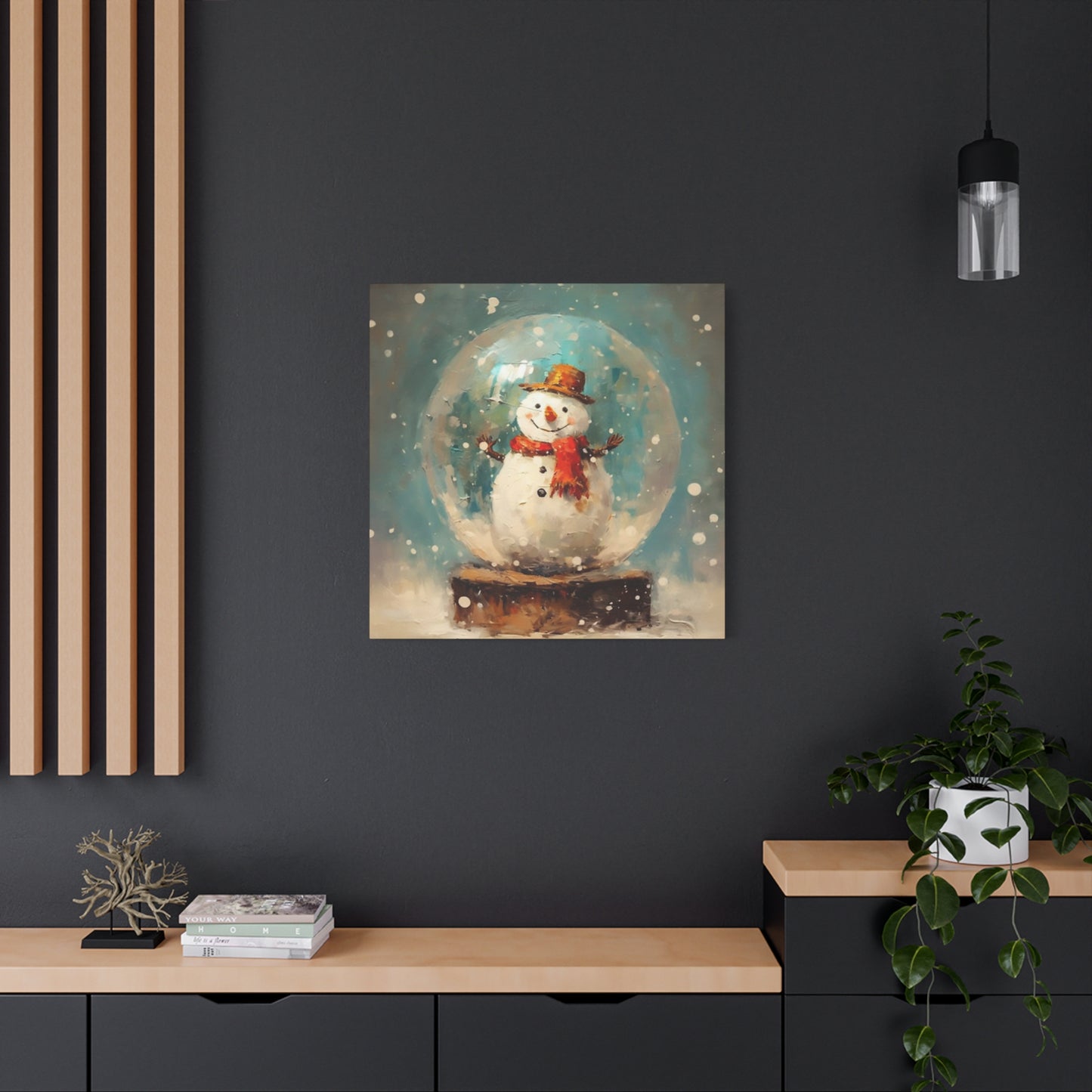 Snowman Snow Globe Wall Art & Canvas Prints