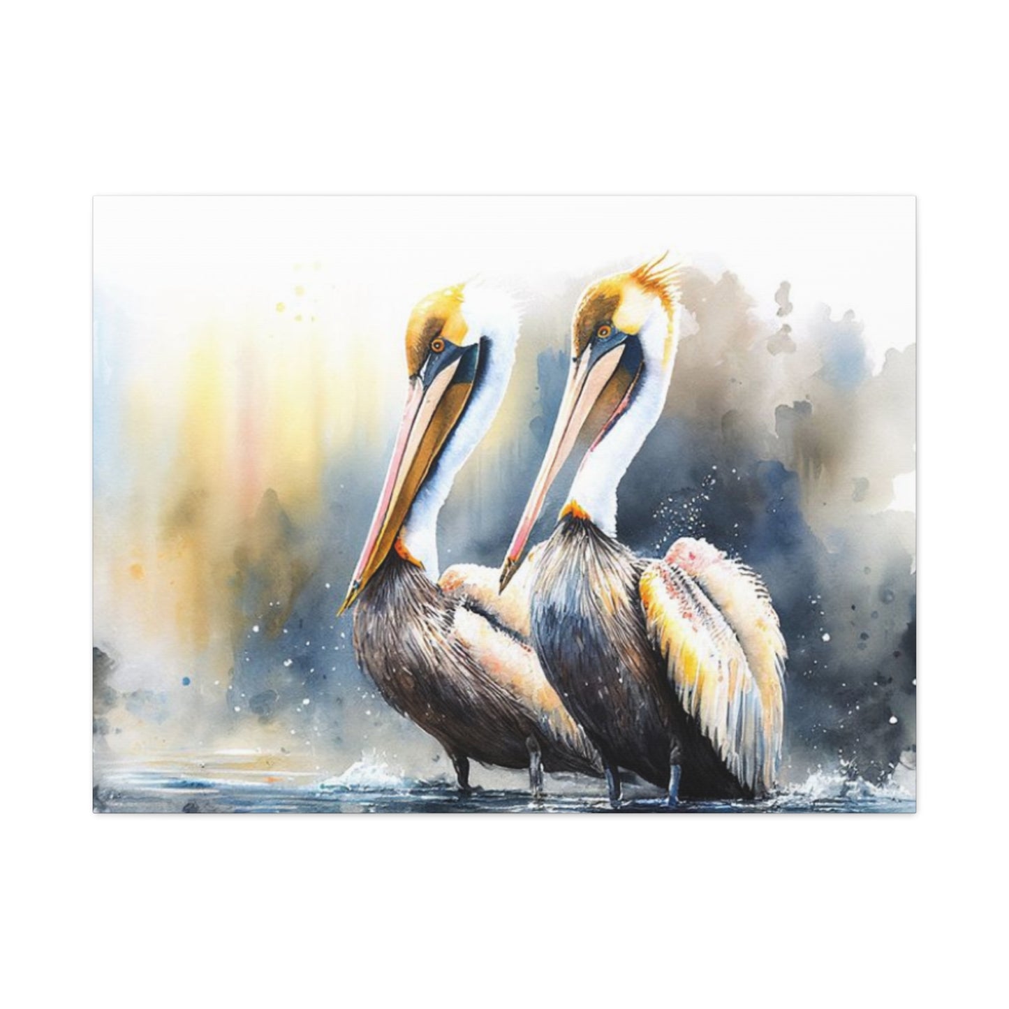 Pelican Colorful Couple Painting Wall Art & Canvas Prints