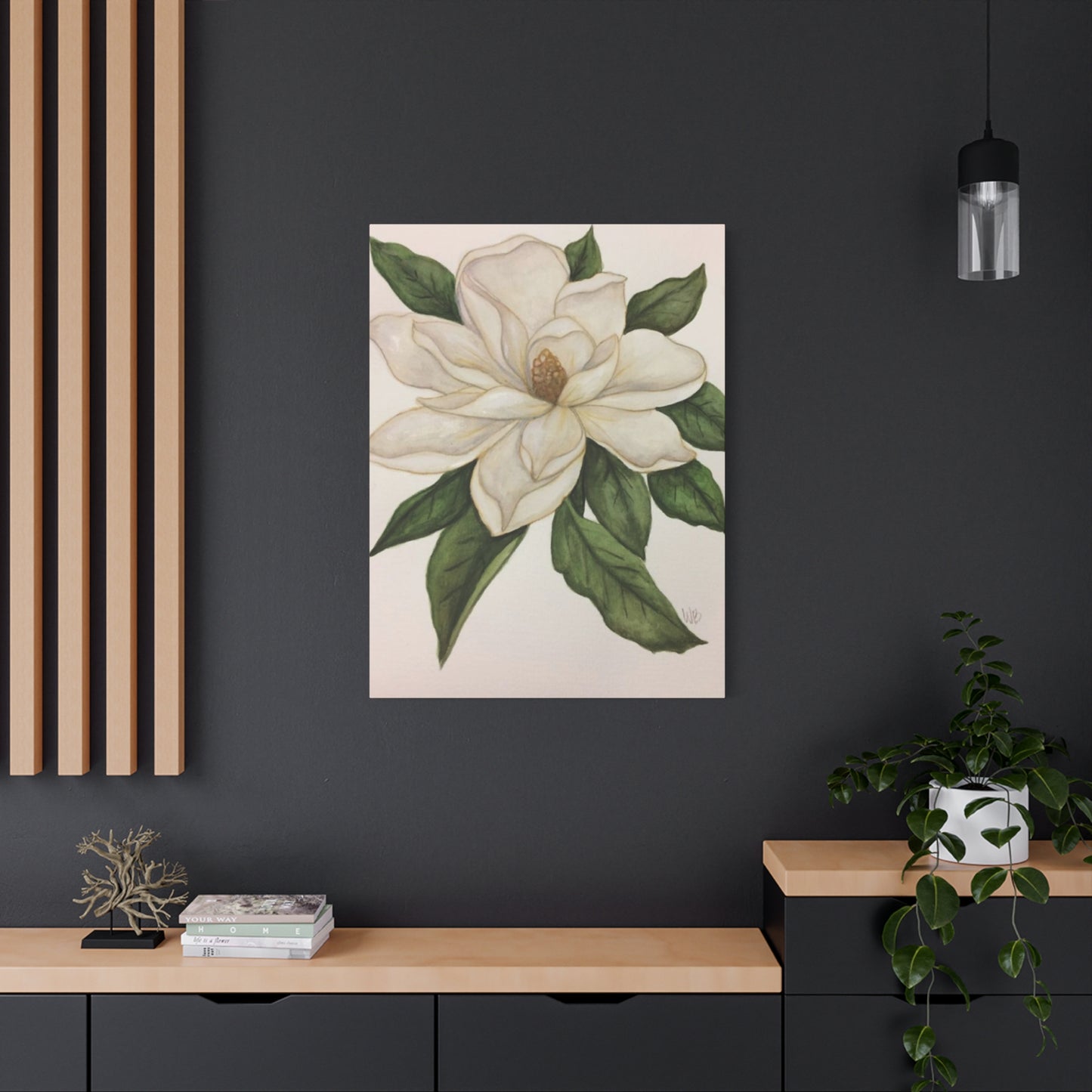 Beautiful White Magnolia Flower Drawing Wall Art & Canvas Prints