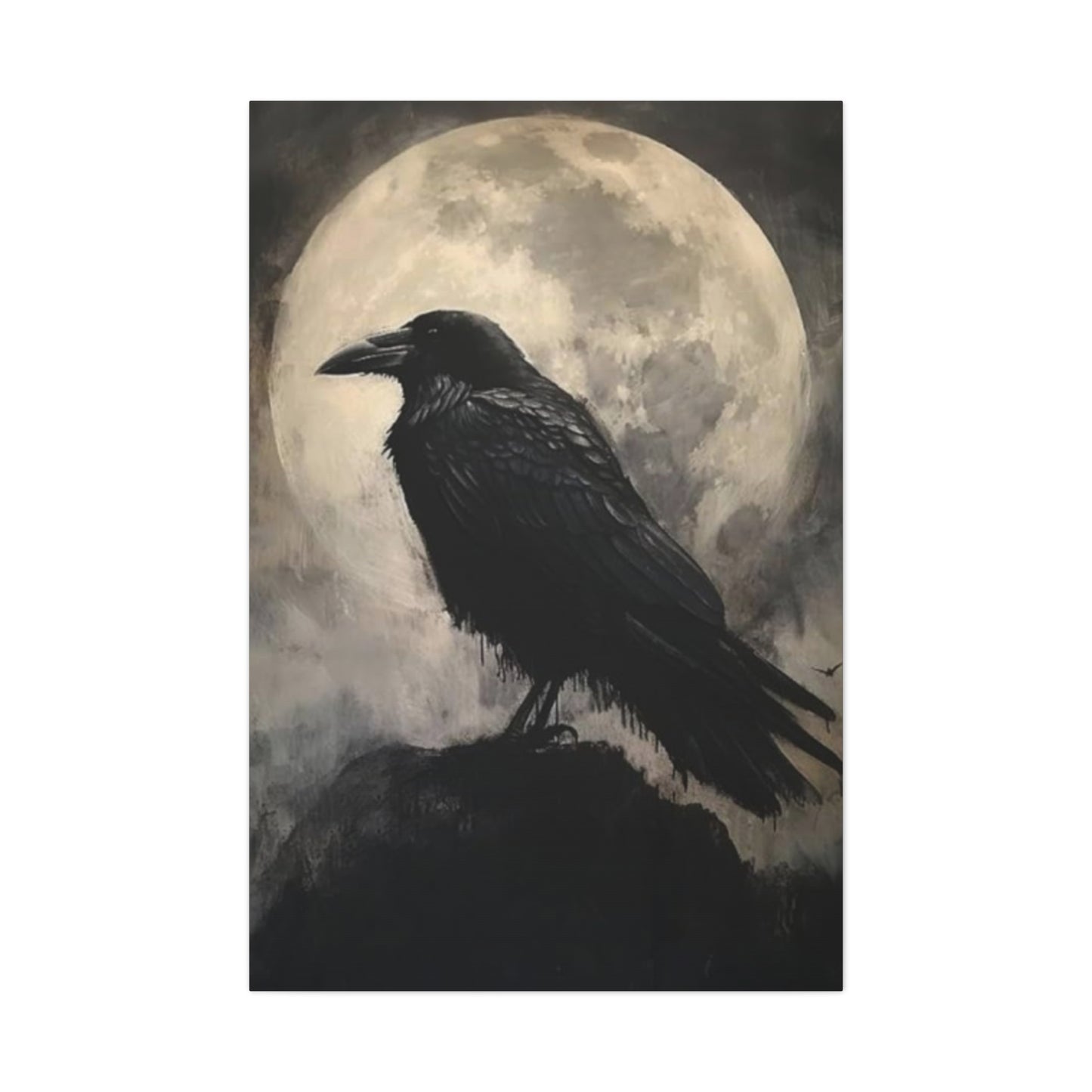 Full Moon Crow Painting Wall Art & Canvas Prints