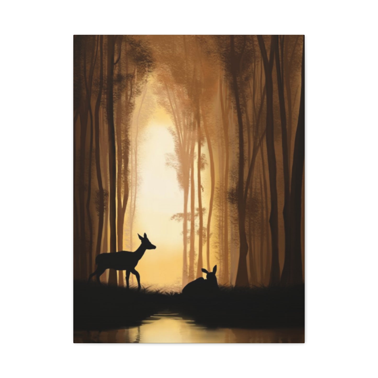 Deer Silhouette Forest Wall Art & Canvas Prints