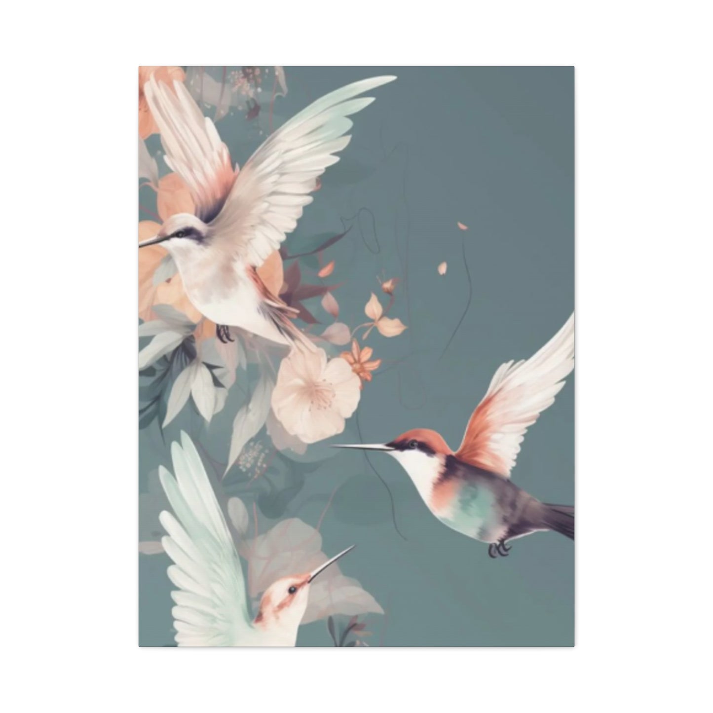 White Humming Birds Painting Wall Art & Canvas Prints