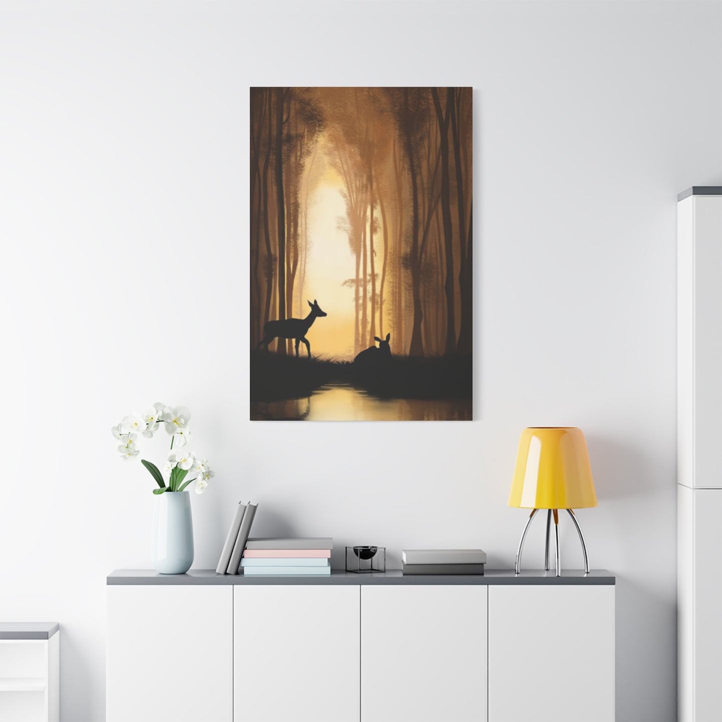 Deer Silhouette Forest Wall Art & Canvas Prints