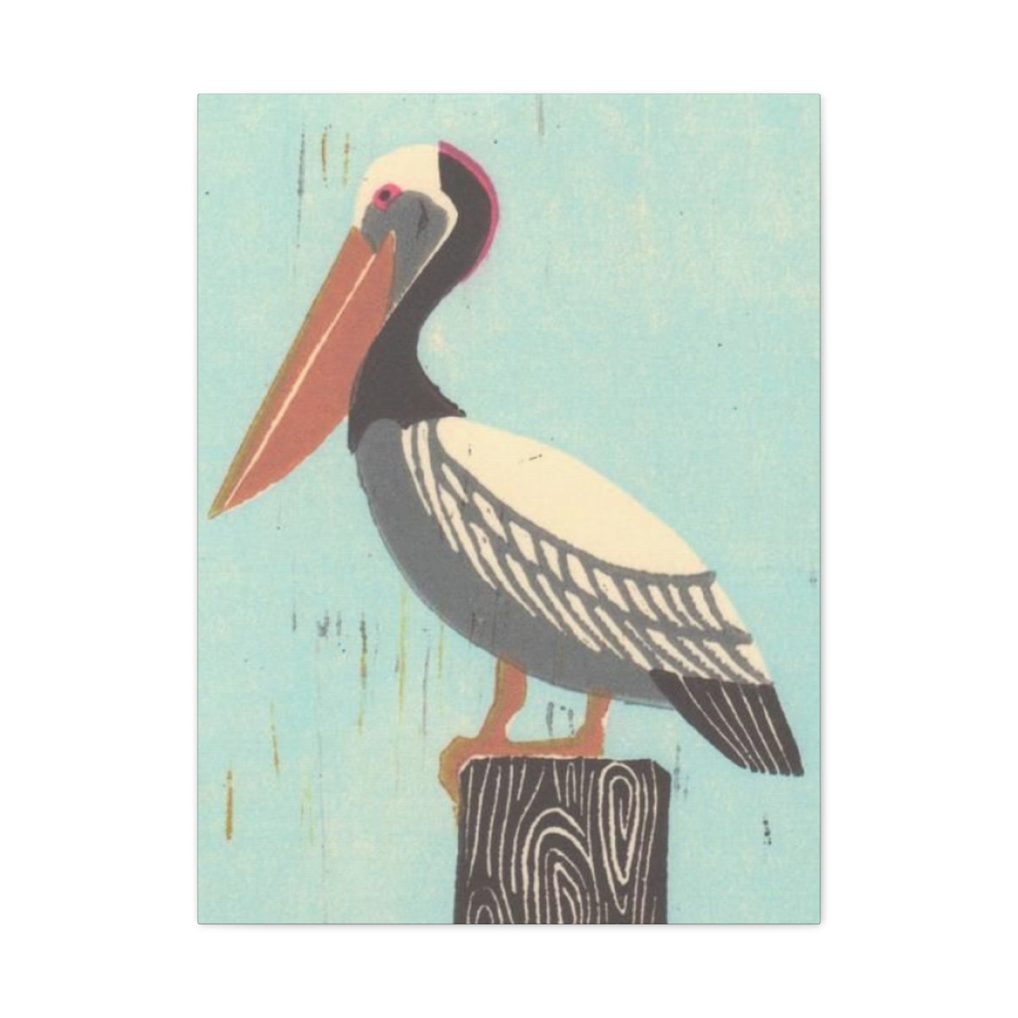 Brown Beak Pelican Colorful Drawing Wall Art & Canvas Prints