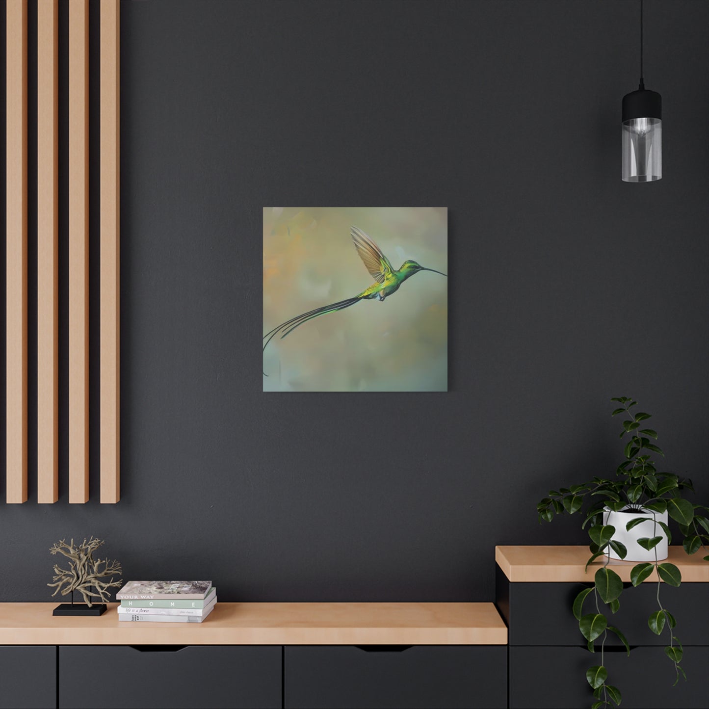 Long Tail Humming Bird Painting Wall Art & Canvas Prints