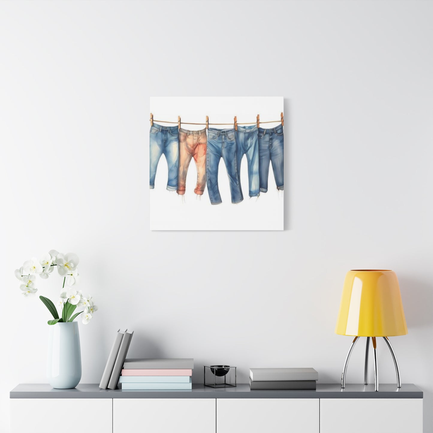 Denim Drying Poster For Laundry Room Wall Art & Canvas Prints