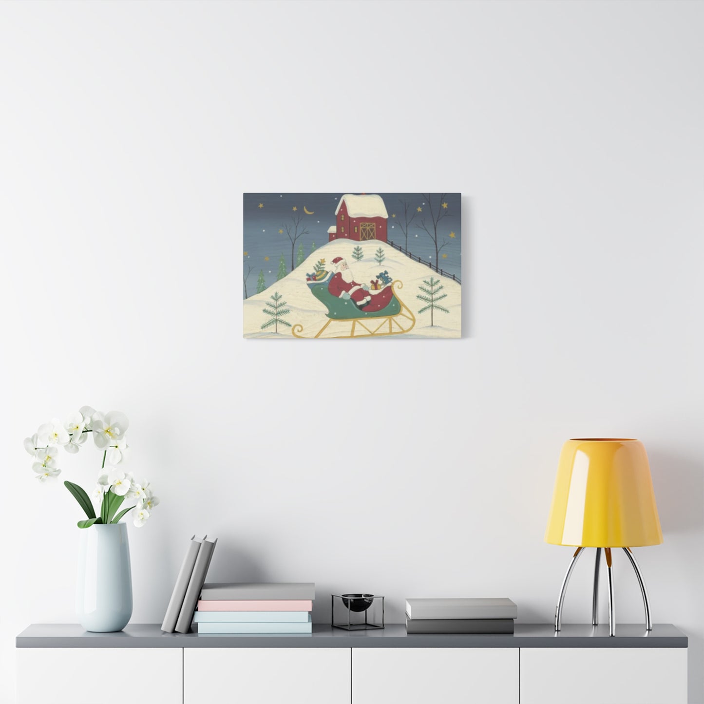 Santa Claus In Sledge Kimble Warren Wall Art & Canvas Prints