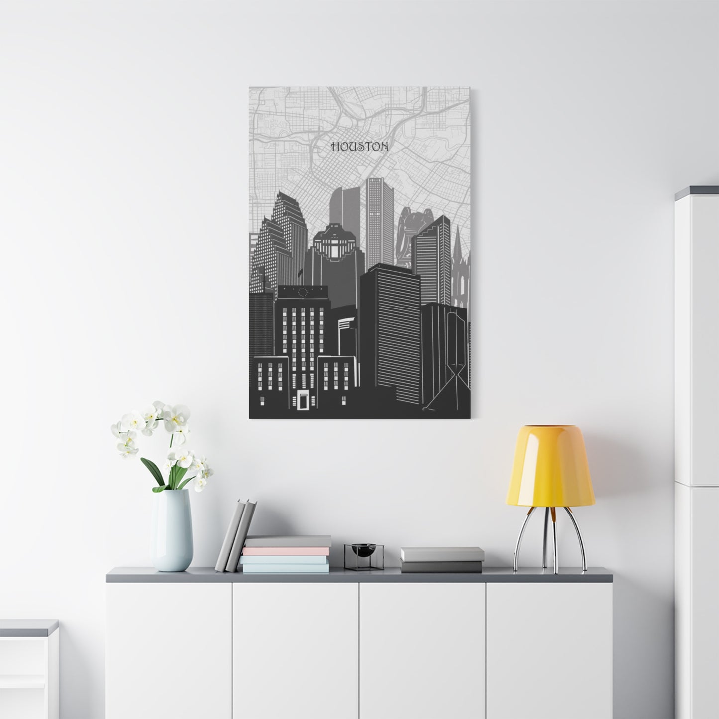 Black and White Houston Skylines Wall Art & Canvas Prints