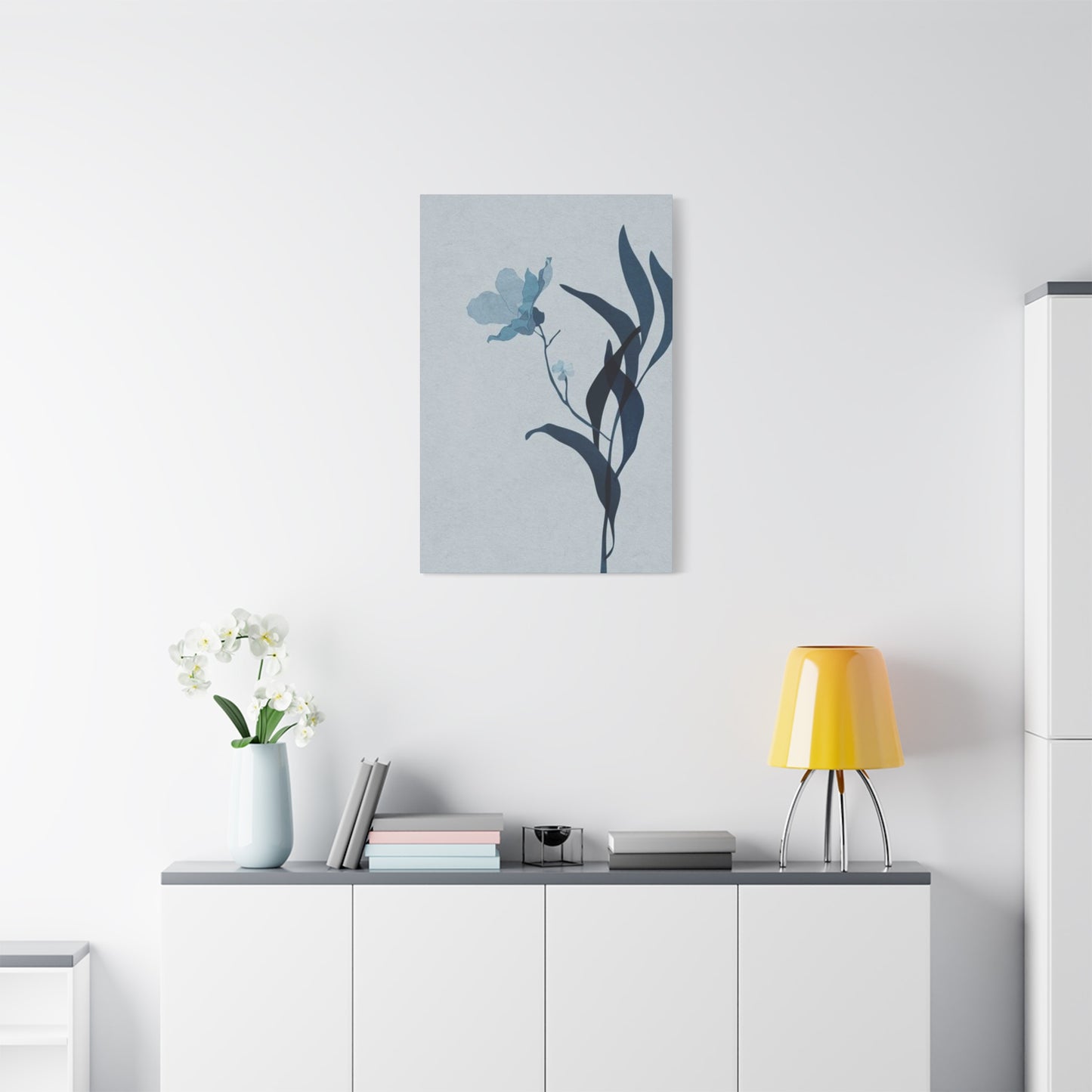 Blue Flower with Leaf Entryway Wall Art & Canvas Prints