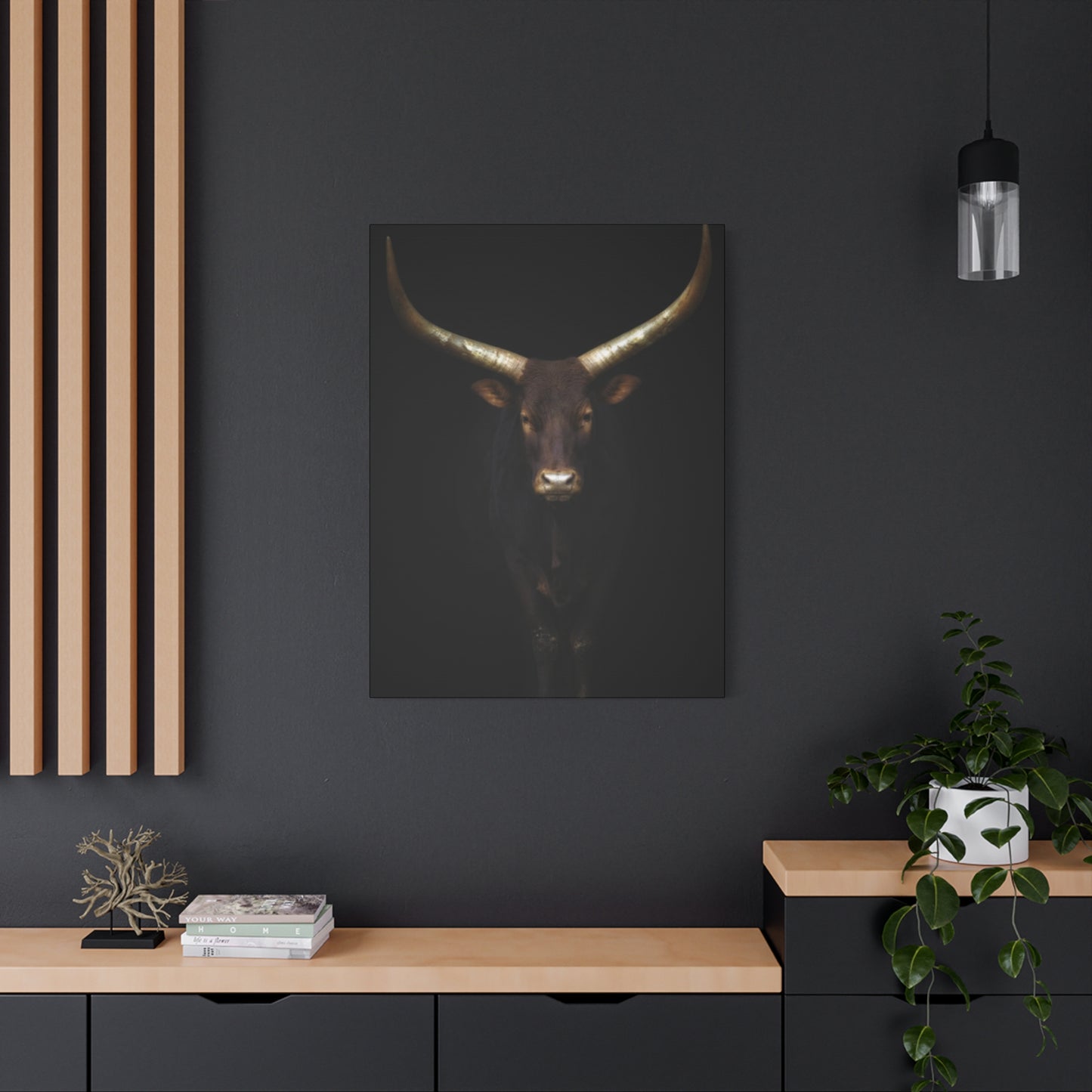 Wild Black Buffalo Longhorn Photos Wall Art & Canvas Prints