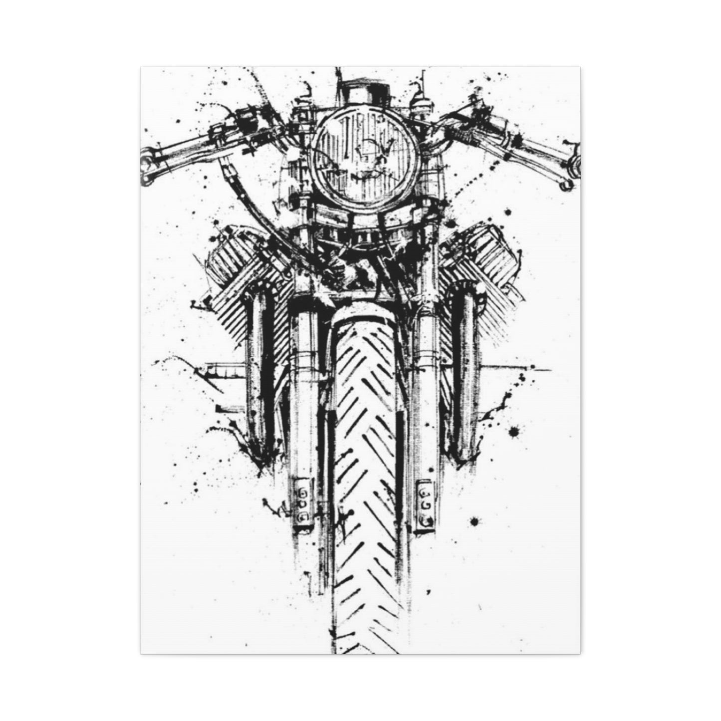 Cafe Racer Drawing Motorcycle Wall Art & Canvas Prints