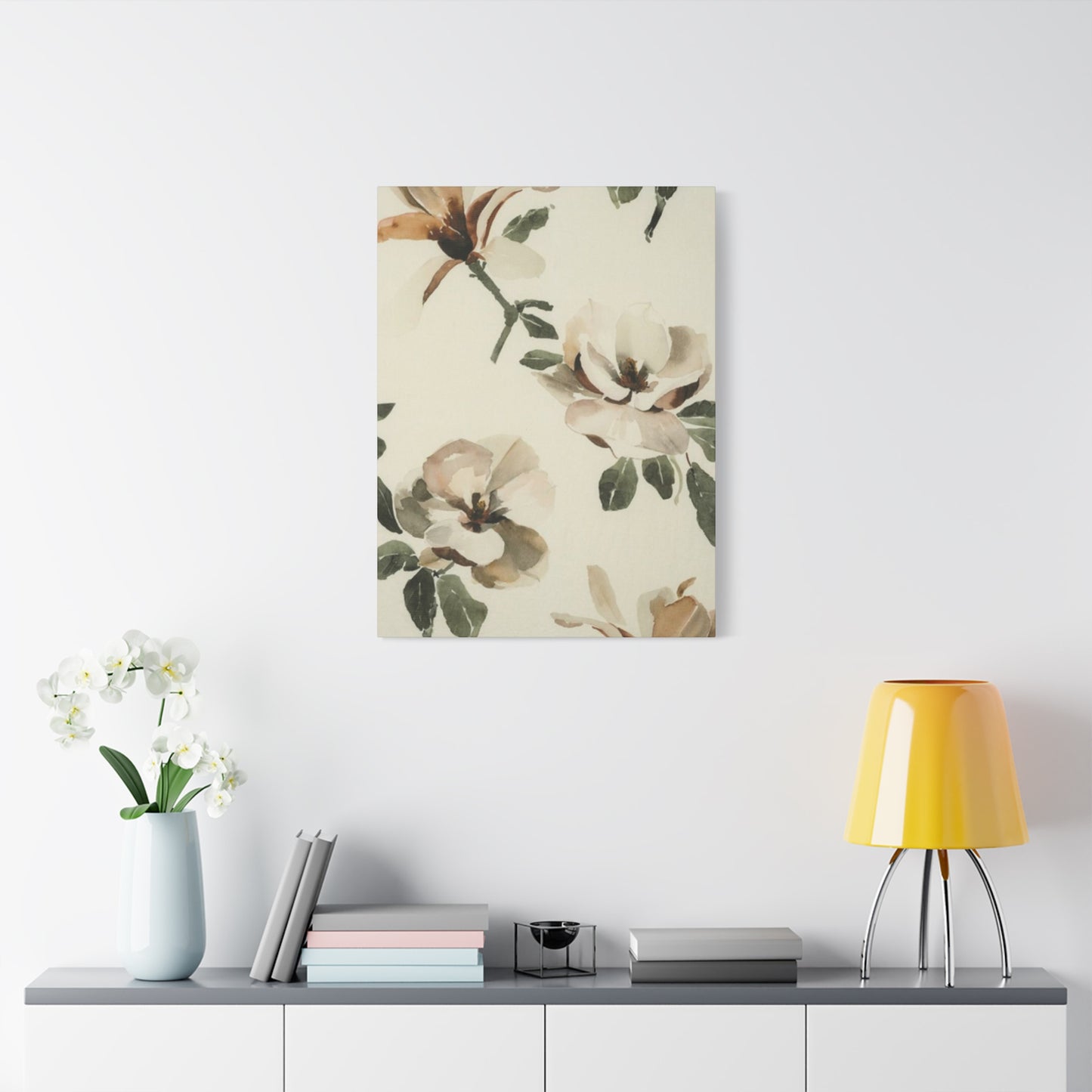 White Magnolia Flower Plant Drawing Wall Art & Canvas Prints