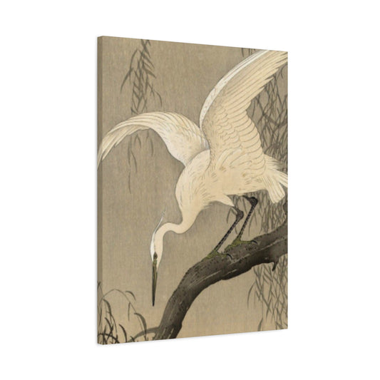 White Heron Painting Wall Art & Canvas Prints