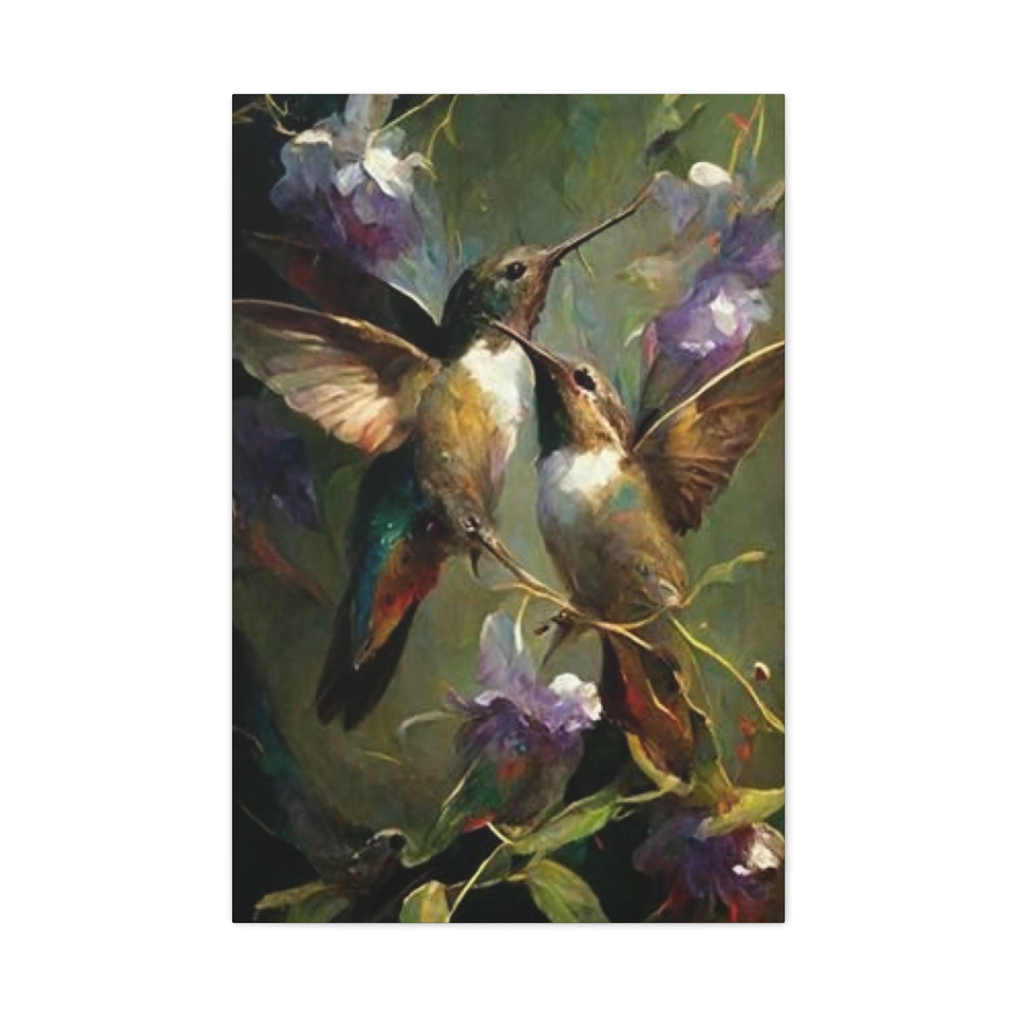 Colorful Humming Bird Couple Painting Wall Art & Canvas Prints