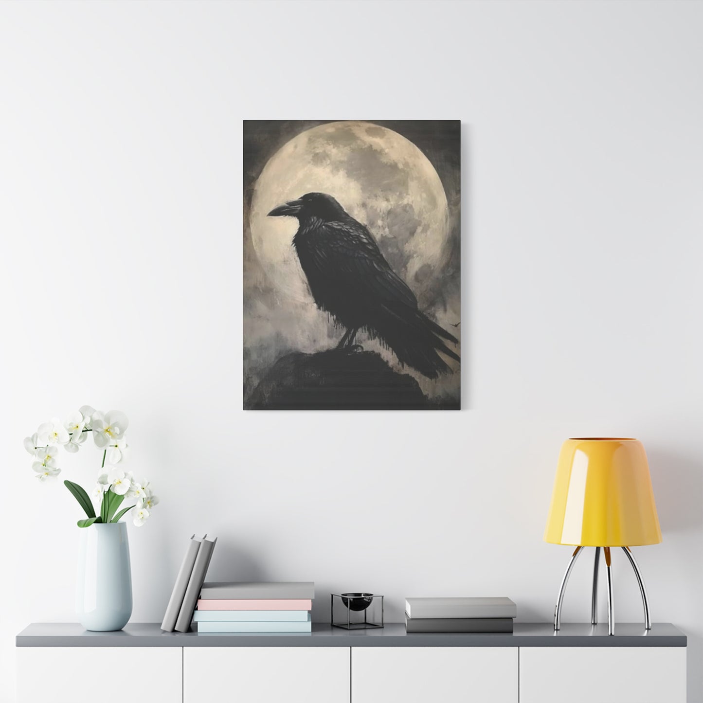 Full Moon Crow Painting Wall Art & Canvas Prints