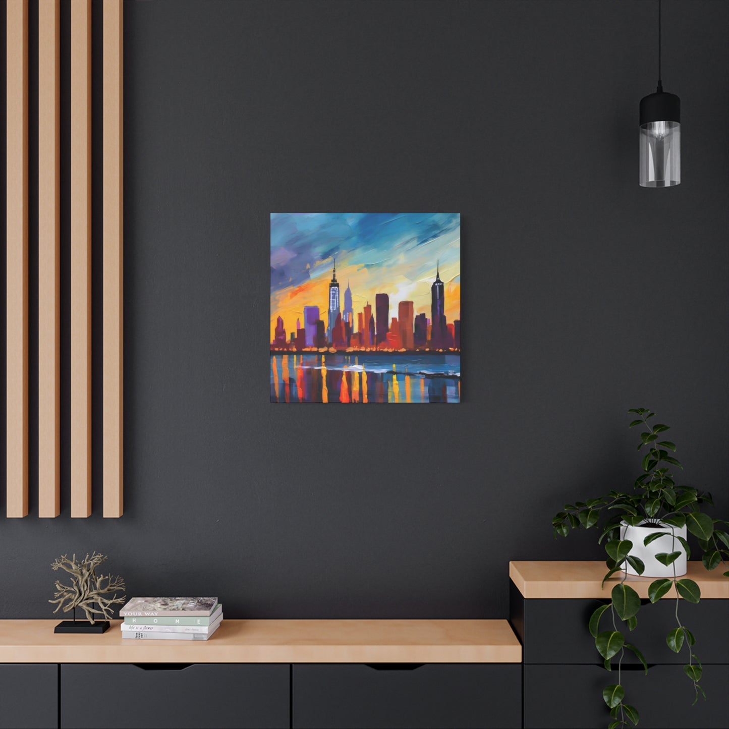 Skyline View From Sea Drawing NYC Skylines Wall Art & Canvas Prints