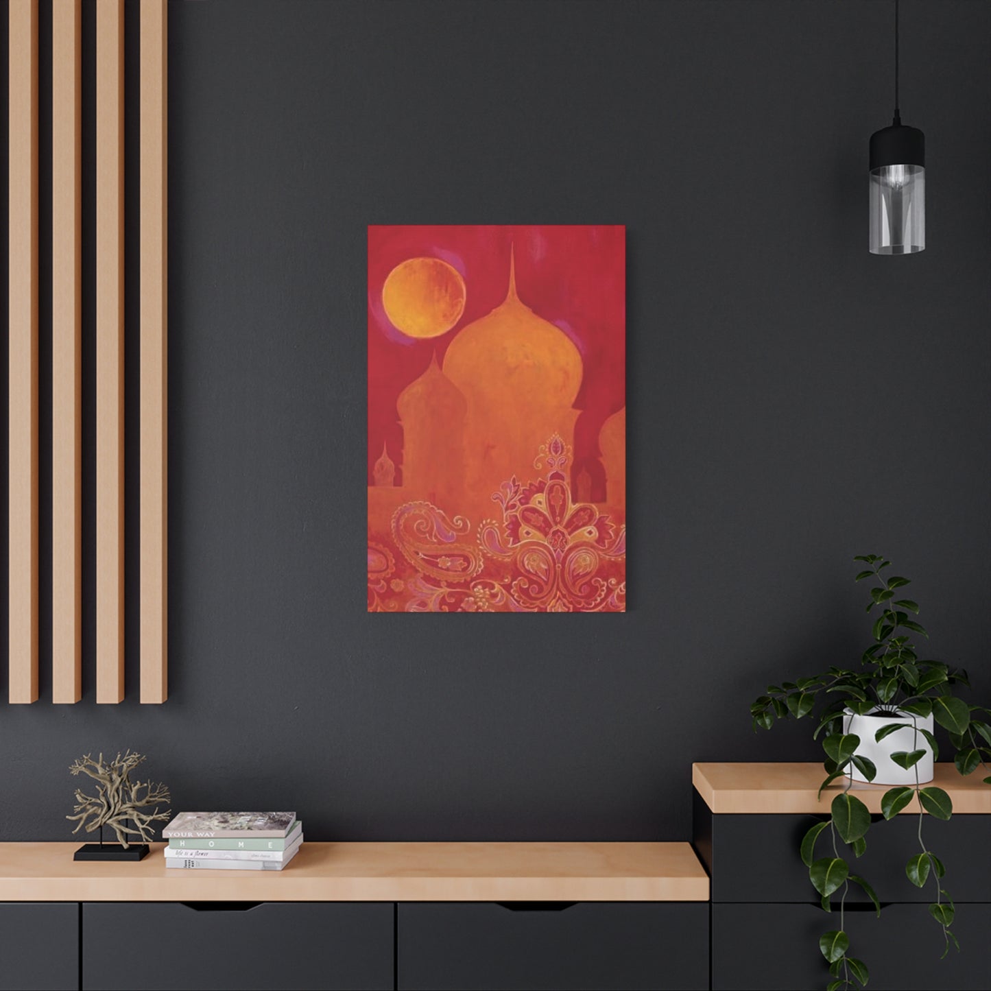 Red Moon Painting Moroccan Wall Art & Canvas Prints