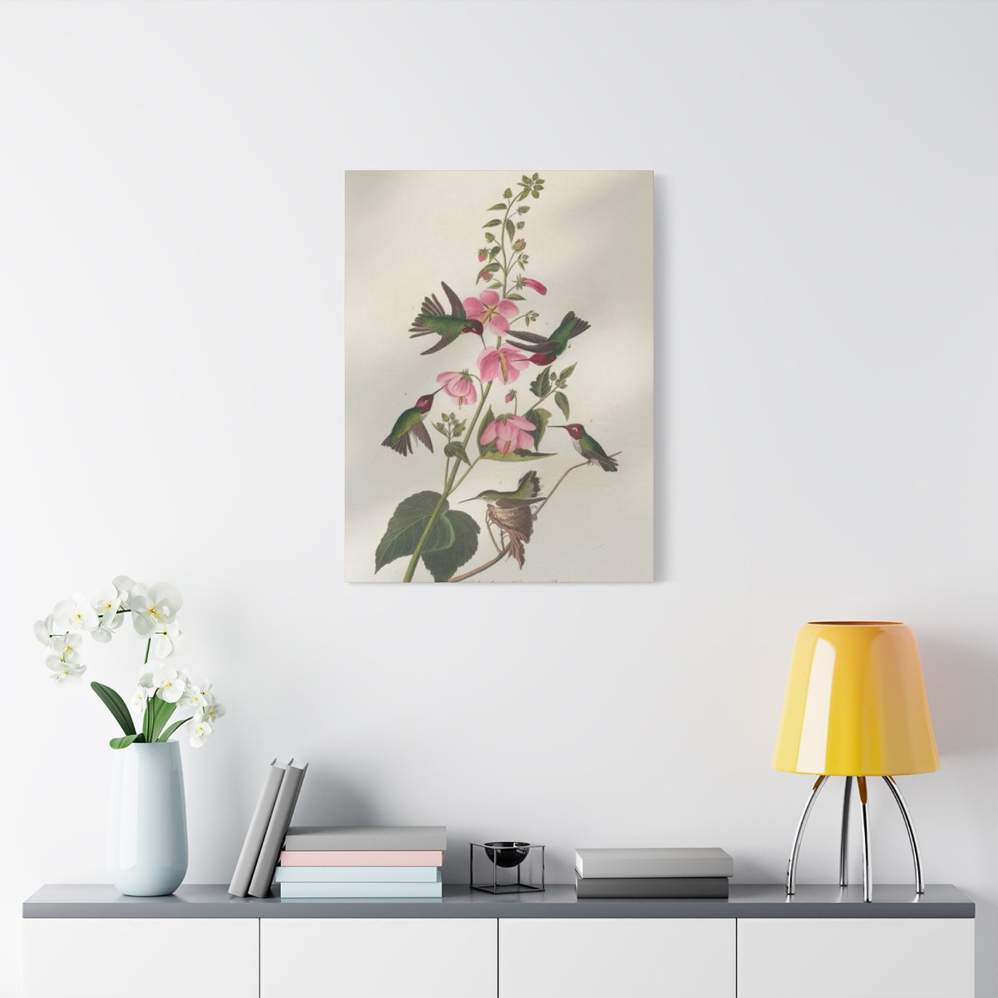 Humming Bird On Flower Painting Wall Art & Canvas Prints