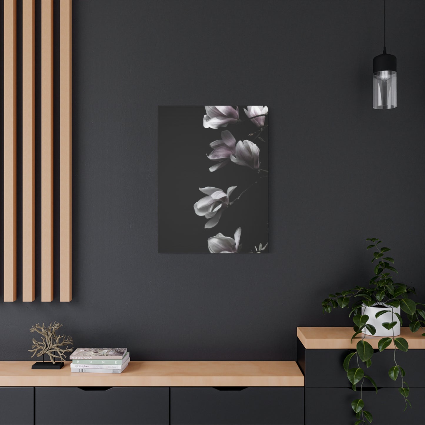 Pink Magnolia Flower with Painting Wall Art & Canvas Prints