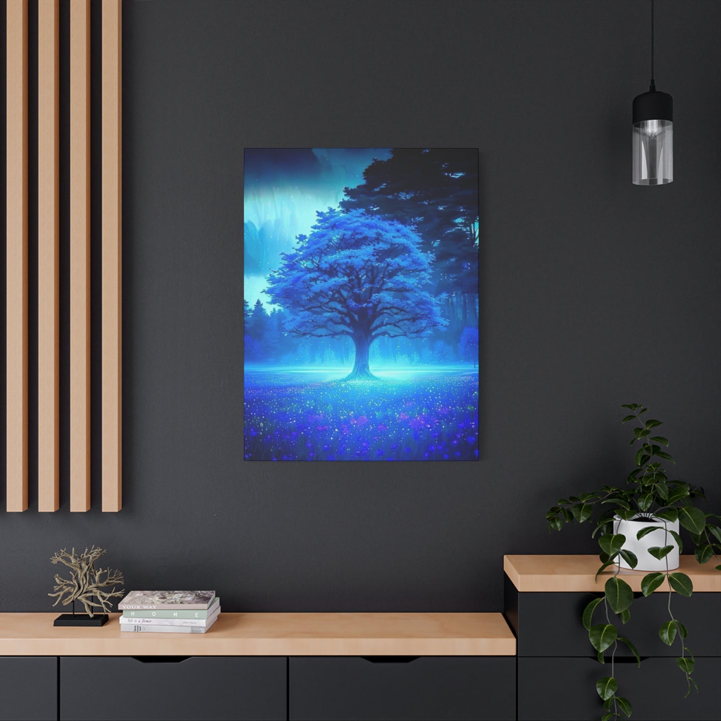 Blue Glowing Tree Wall Art & Canvas Prints