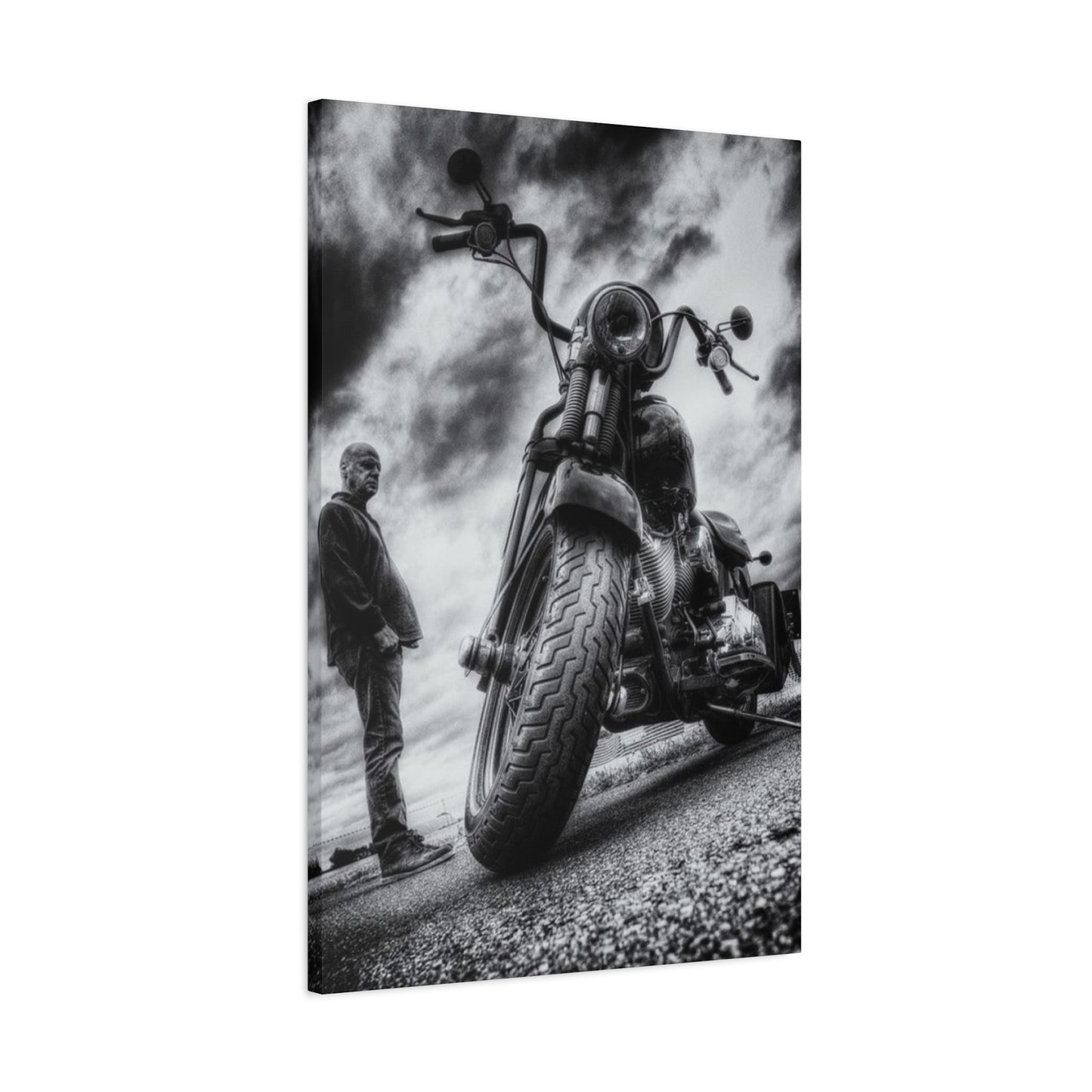 Black & White Classic Motorcycle Wall Art & Canvas Prints