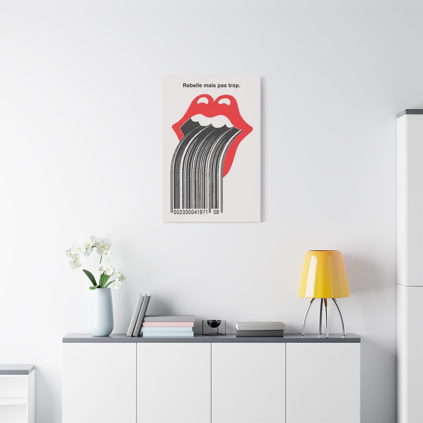 Bar Code Lips Painting Wall Art & Canvas Prints