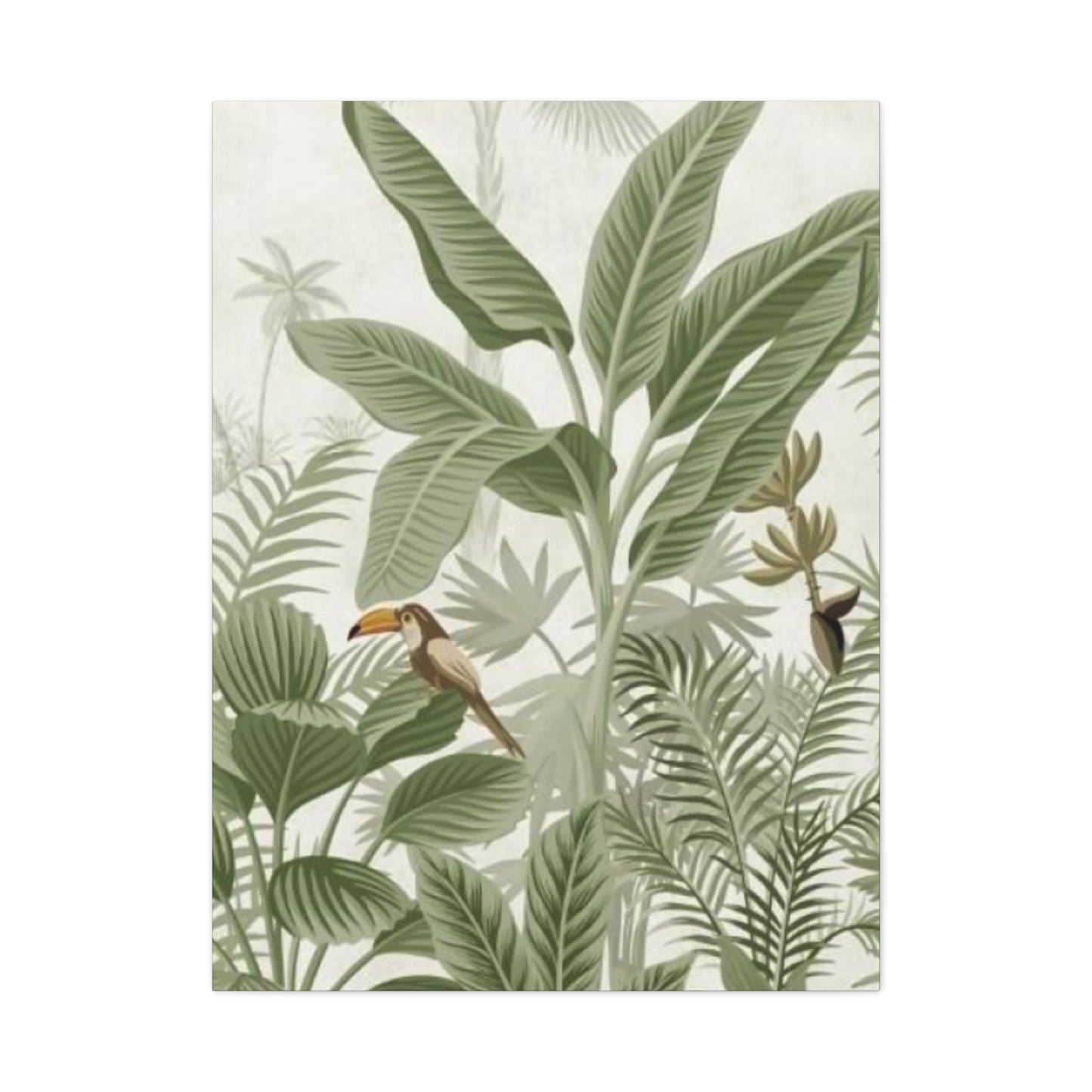 Beautiful Olive Green Plant & Bird Poster Wall Art & Canvas Prints