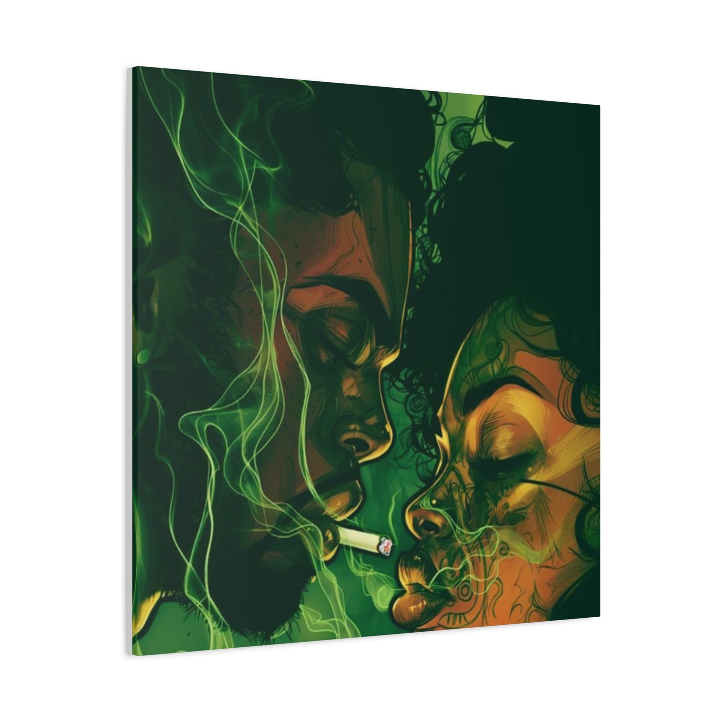 Couple With Joint Marijuana Wall Art & Canvas Prints