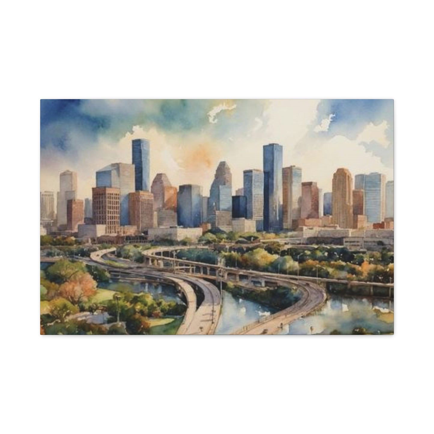 Houston Skyline Painting Wall Art & Canvas Prints